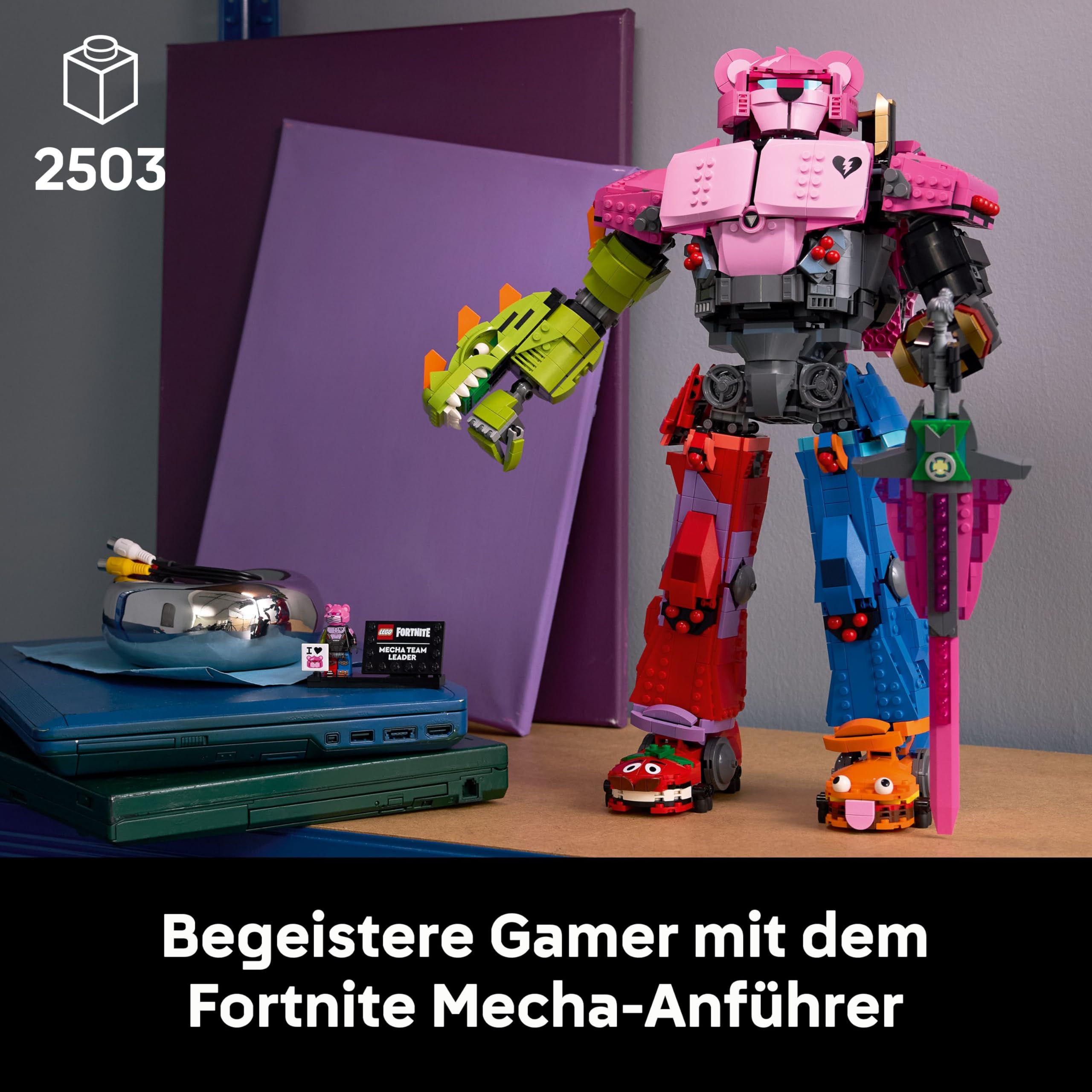LEGO Fortnite Mecha-Anführer - Gaming Modellbau inkl. Schwert & Minifigur - Sammlerstück & Geschenk für Erwachsene Videospiel Fans - 77078 | Display Modellbausatz, Schwert & Minifigur, Sammelset, Geschenk für erwachsene Videospiel-Fans, 2503 Teile