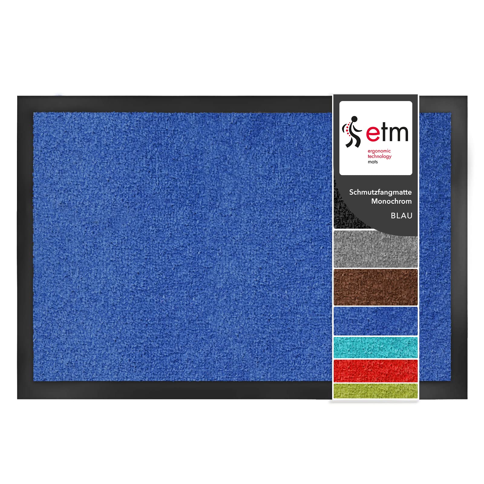 etm Dirt Trapper Door Mat Entrance Mat Monochrome (Blue, 200 x 200 cm) Indoor & Outdoor Doormat, Washable Front Door Mat Non-Slip Backing Super Absorbent Floor Mat Entrance Rug Barrier Mat