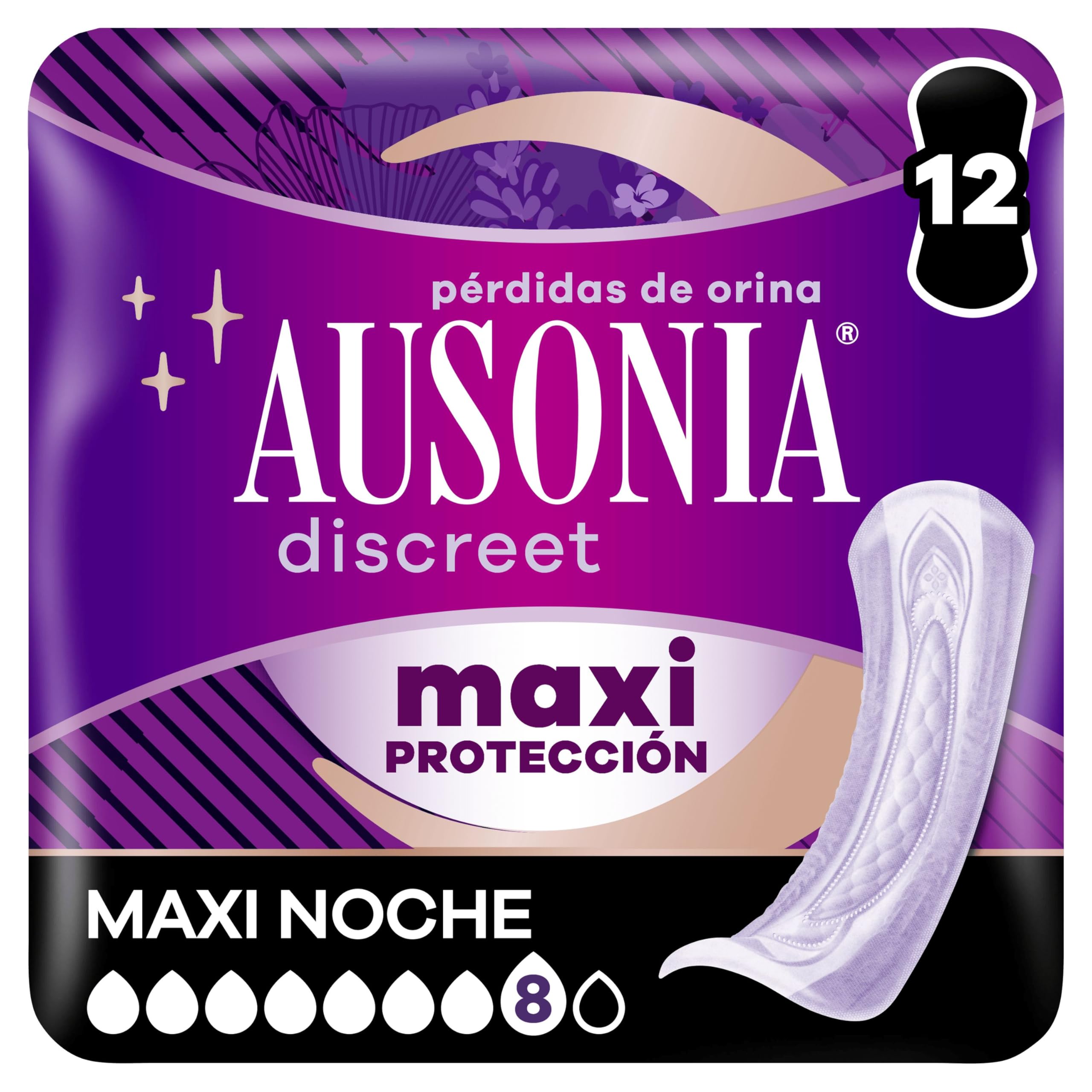 Ausonia Discreet Compresas Ultra Día Y Noche, Pack de 48, Para Pérdidas De Orina Para Mujer, Extra Segura Y Discreta