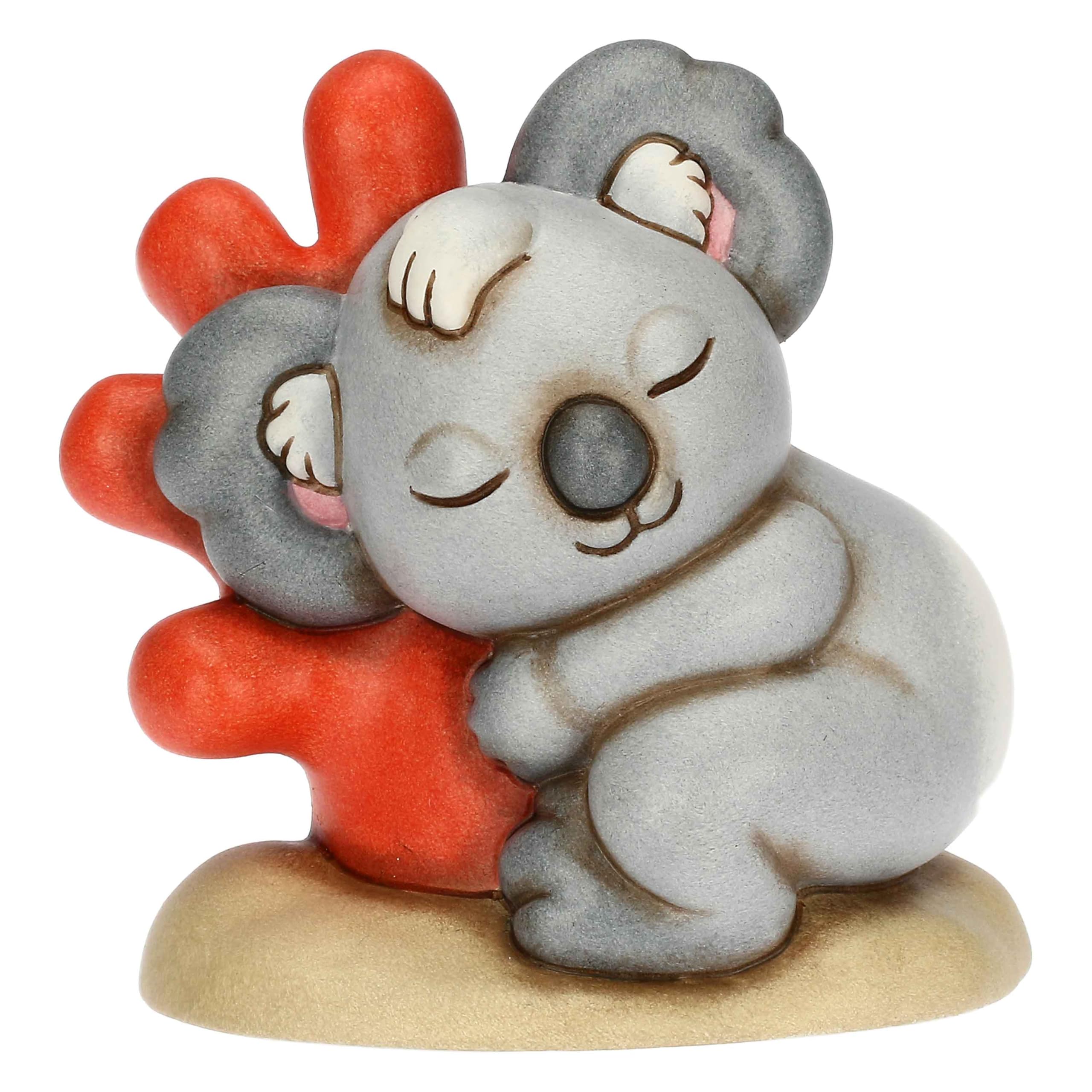 THUN, Koala Sydney su Corallo in Ceramica Decorata a Mano, Versione Piccola, Statuine da Collezione, Linea Mare da Amare, 9.3 x 7.2 x 9 cm h