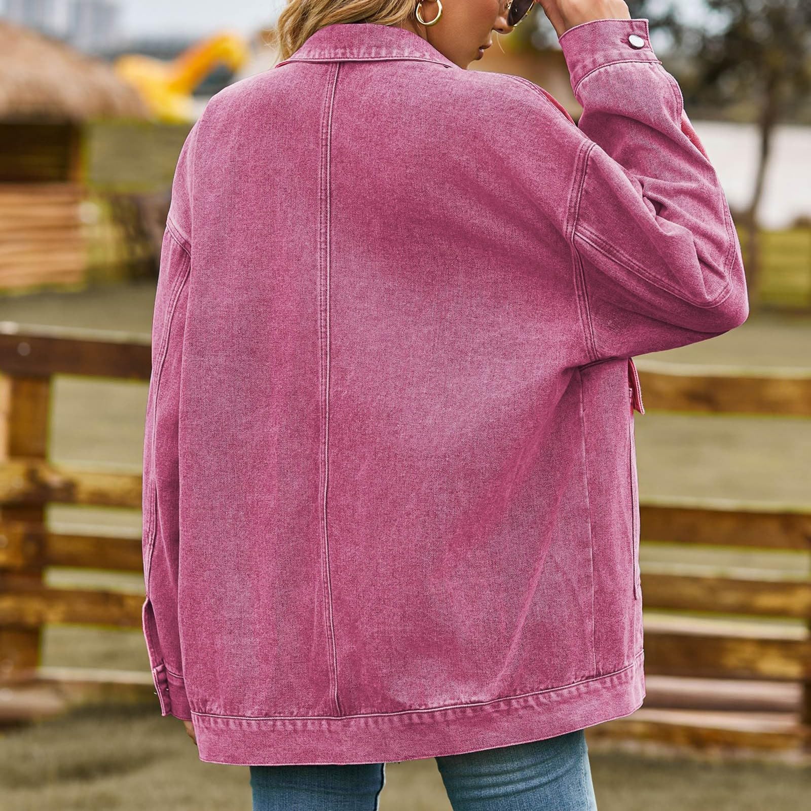 Chaqueta Vaquera Mujer Oversize, Chaqueta De Mezclilla Elástica Chaqueta Vaquera Larga Mujer De Gran Tamaño Con Bolsillo De Manga Larga Cazadora Mujer Entretiempo Chaqueta Aviador Para Primavera Otoño