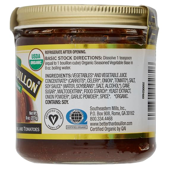 Better Than Bouillon Organic Seasoned Vegetable Base, Makes 38 Cups of Broth, 8 oz