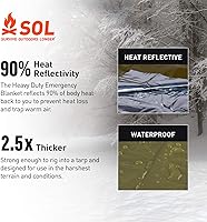 Vista 7 de S.O.L. Survive Outdoors Longer Manta de Emergencia Resistente 90% Reflectante del Calor - Gruesa, Resistente para Kit de Preparación para Desastres