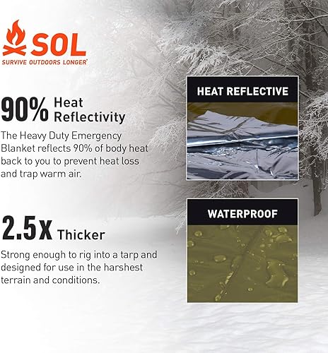 Miniatura 8 de S.O.L. Survive Outdoors Longer Manta de Emergencia Resistente 90% Reflectante del Calor - Gruesa, Resistente para Kit de Preparación para Desastres