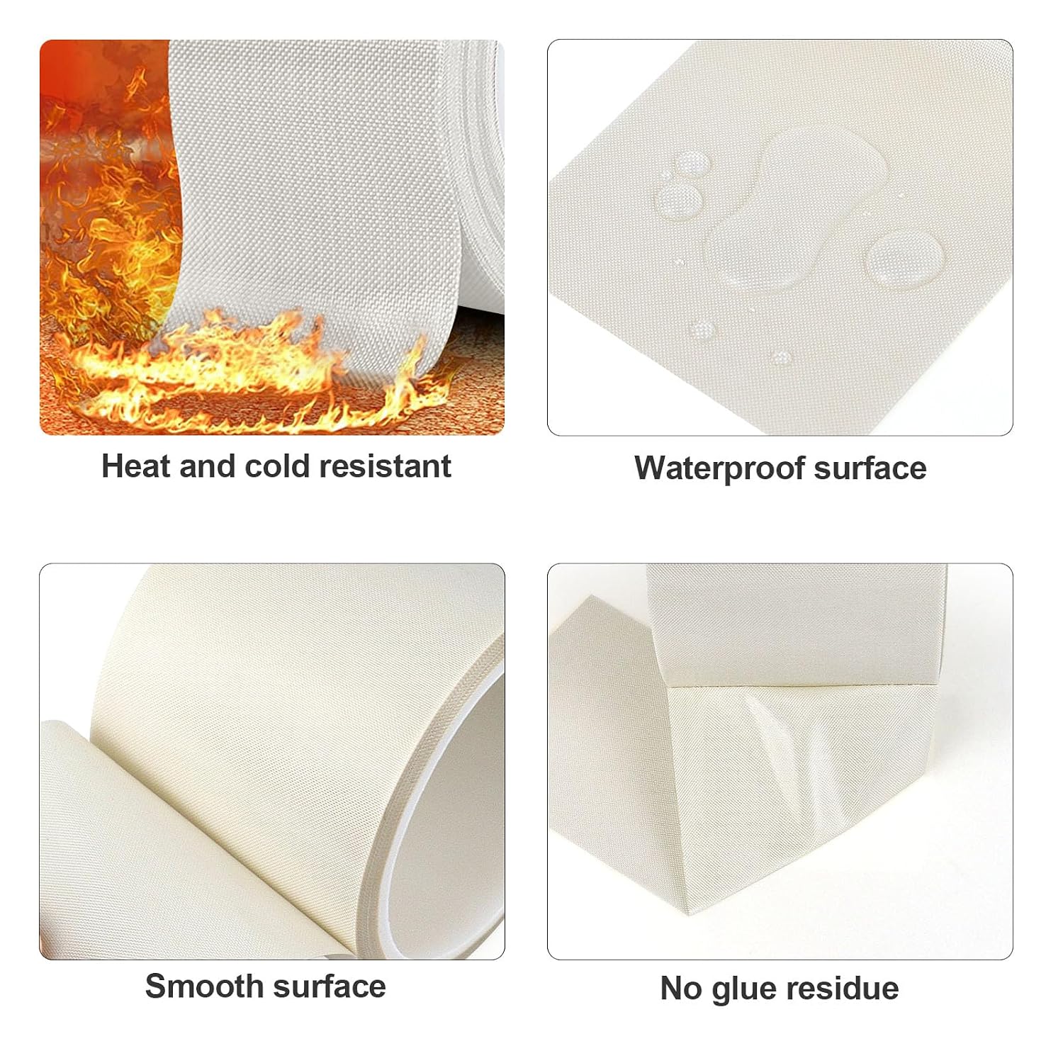 BOMEI PACK White PTFE Teflonn Glass Cloth Tape, 3inch x 33ft High Temperature Tape Fiberglass Adhesive, Heat Resistant for Fabric,High-Speed Sealing Machine,Vacuum Sealer Machine,1 Pack