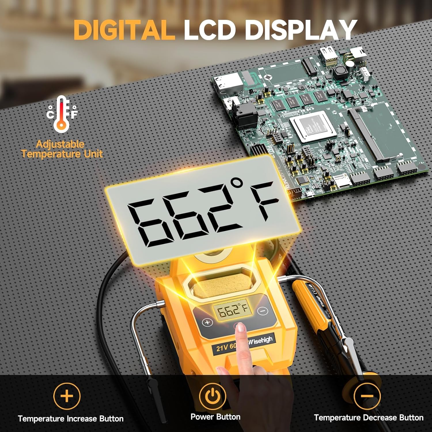 Cordless Soldering Station for Dewalt 20V Max Battery - with 2 Auxiliary Helpers Electric Digital LCD Display Soldering Iron Station Fast Heating Up Soldering Station for Appliance Repair (Tool Only)