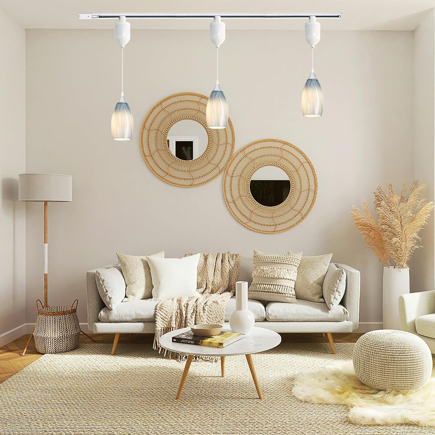 Kiven L-Type Track Lighting Pendants Adjustable Height,Modern L Track Pendant Lights with Frosted Glass Lampsade,Decorative Track Lighting Fixture for Kitchen Island Hallway,1 Pack TB3232G