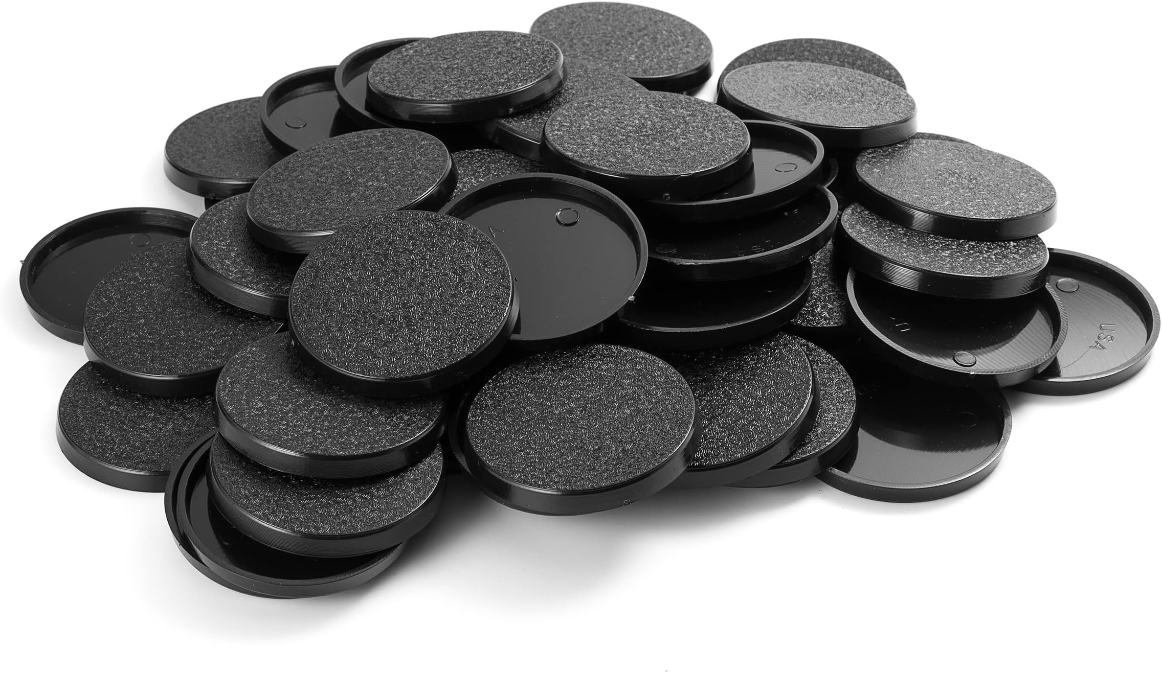 40mm Textured Plastic Round Bases or 1.57 inch Wargames Table Top Games 100 Count