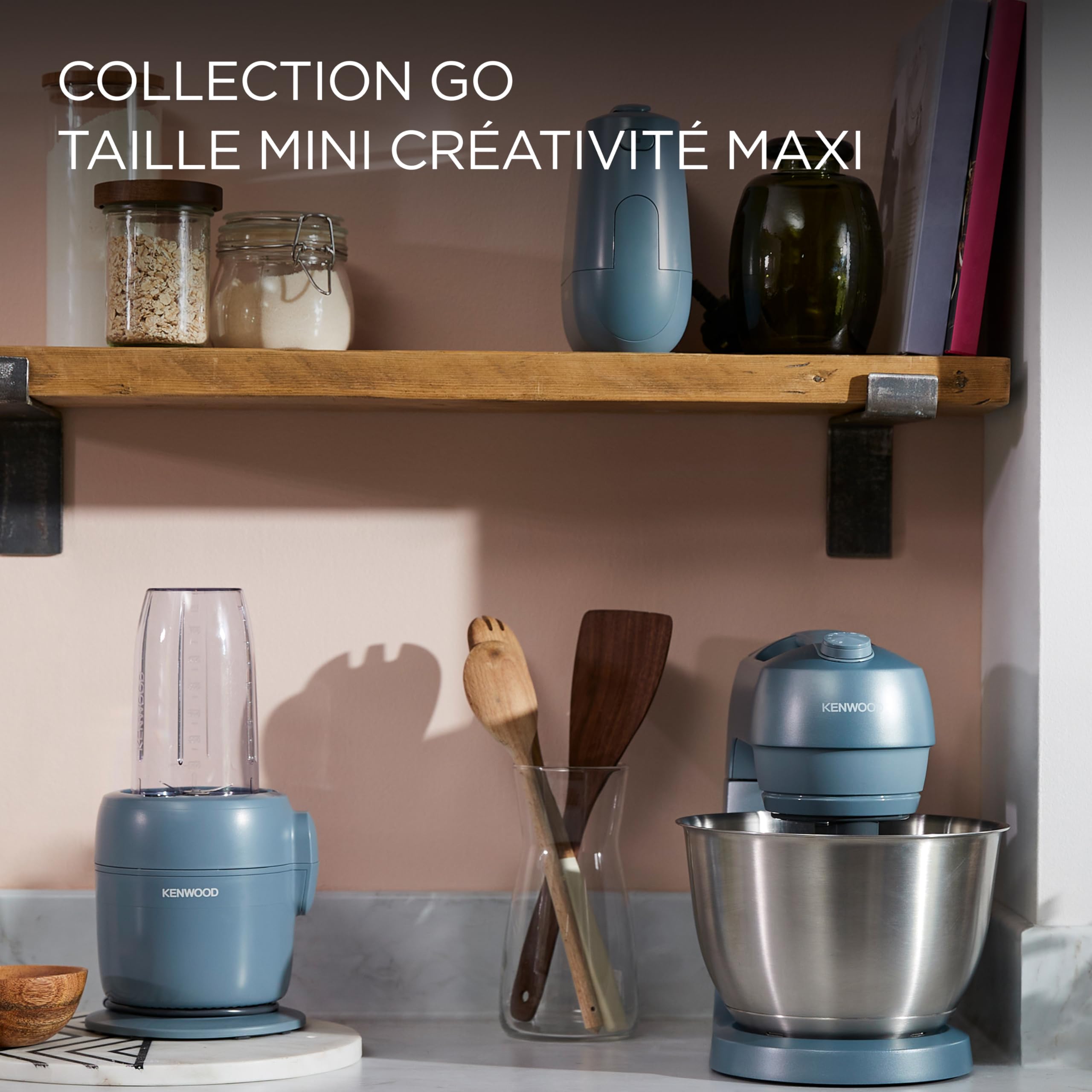 Kenwood MultiPro Compact - Processeur alimentaire avec Express Serve, lame en acier inoxydable, disques pour couper et râper, récipient de 600 ml, fonction Pulse, bleu tempête (FDP23.380GY)