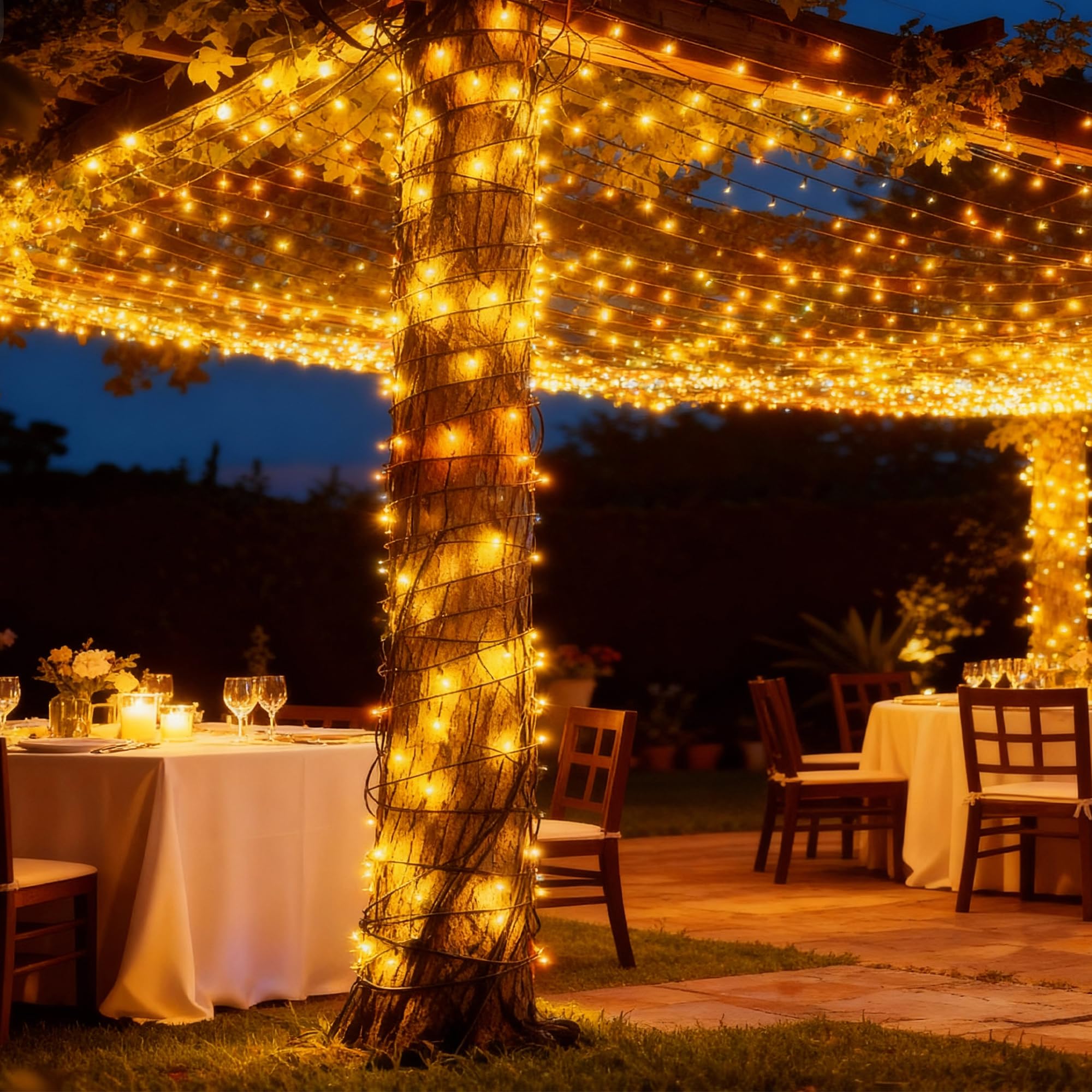 Lichterkette Außen 100m 800 LED mit 8 Modi, Timer und Speicherfunktion – Für Lichterkette Weihnachtsbaum, Lichterkette Innen, Weihnachten, Garten, Balkon und Party (Warmweiß)