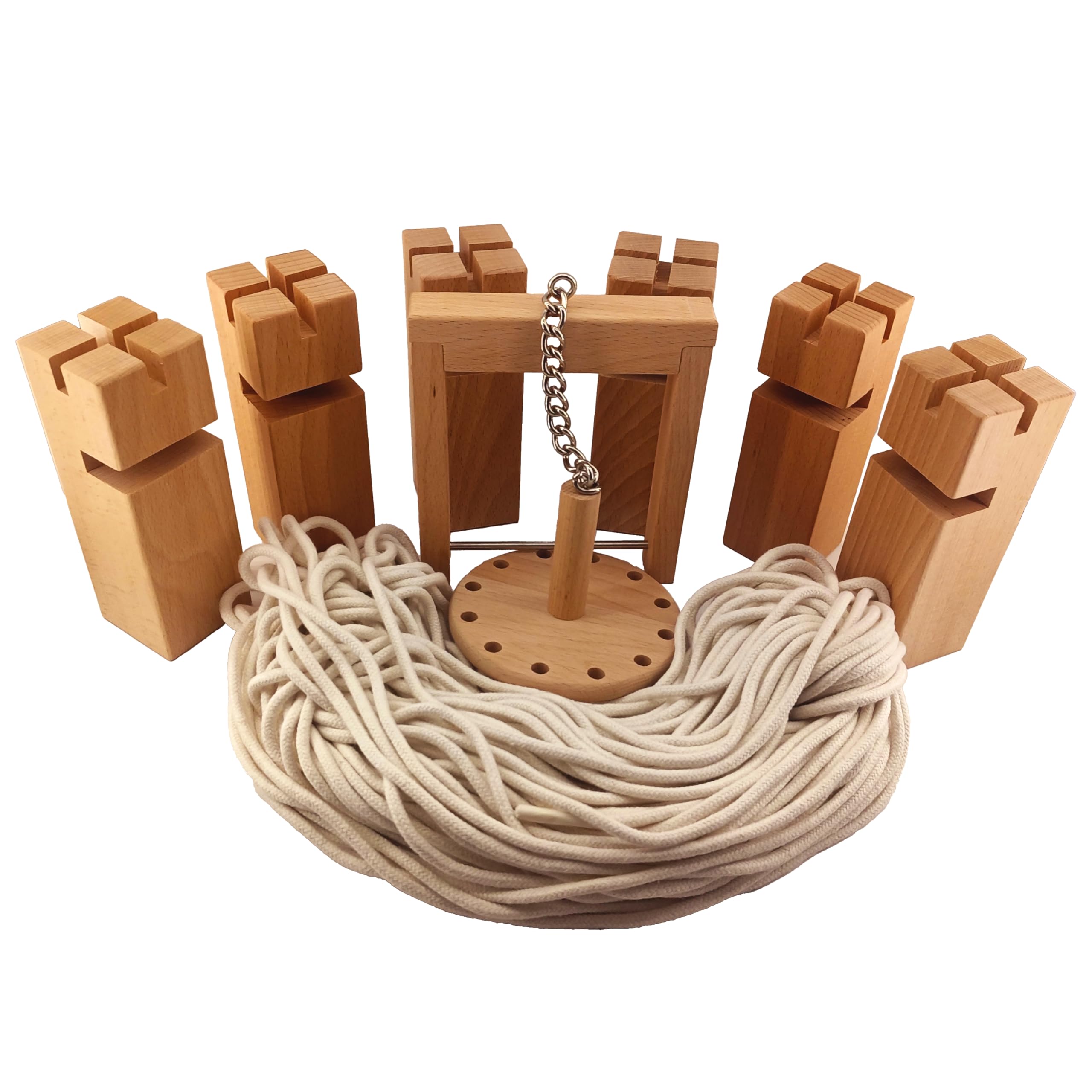 Torre di Frobel, gioco di squadra, Tower of Power, gioco impilabile | Favorisce la comunicazione e il lavoro di squadra, per gruppi ed eventi, include corde, gru e 6 blocchi in legno di faggio