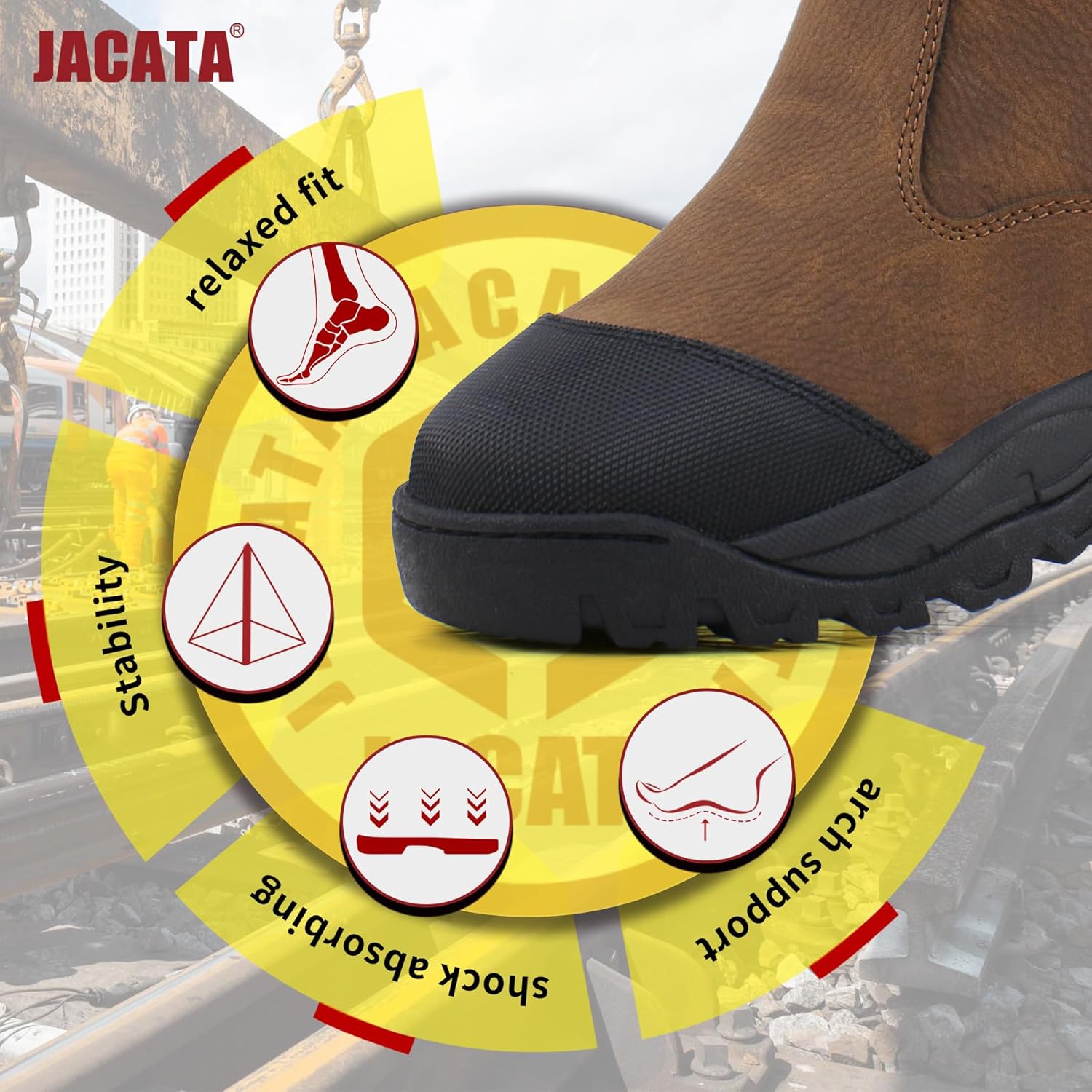 Jacata Mens Work Boots Chelsea Slip On Boot For Men Men's Industrial Construction Soft Toe Shoes Botas De Trabajo Para Hombre - Image 5