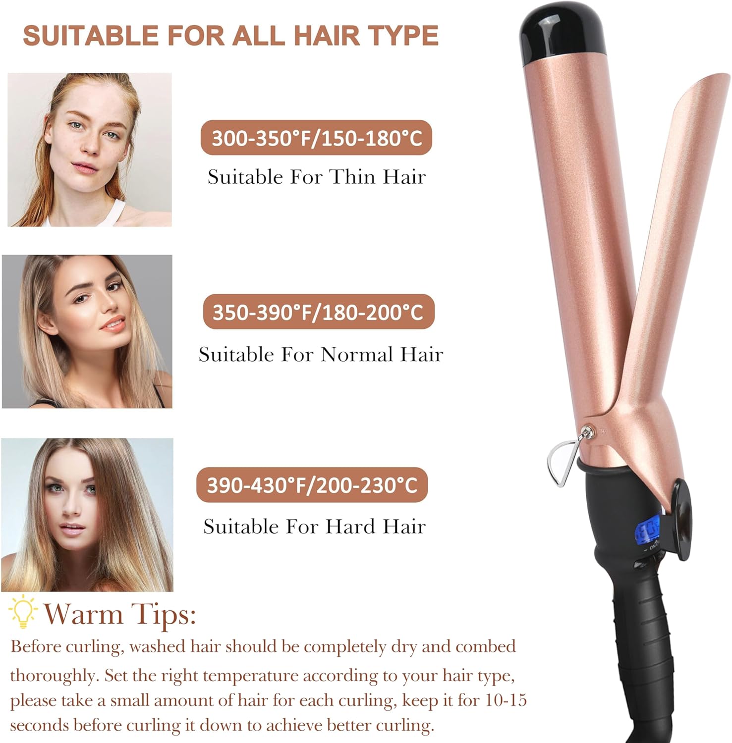 Wavy Hair Best Curling Iron Temperature For Fine Hair Beachy