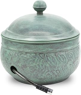 Good Directions Key West Hose Pot with Lid - Blue Verde Finish, Holds 100ft Hose, Stylish Garden Storage