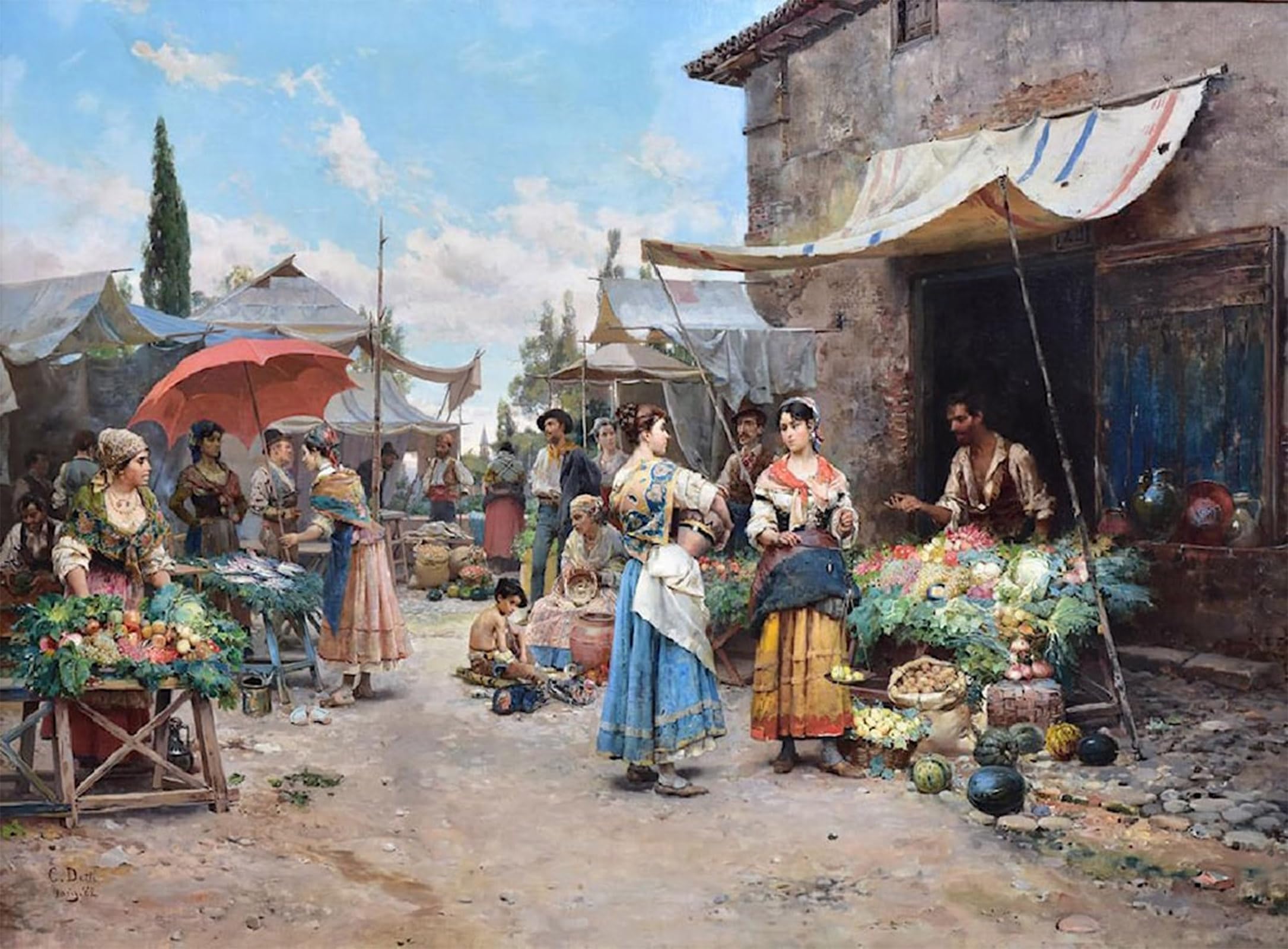 Impression d'art sur toile Cesare-Auguste Detti de qualité musée en 60x90cm - 5