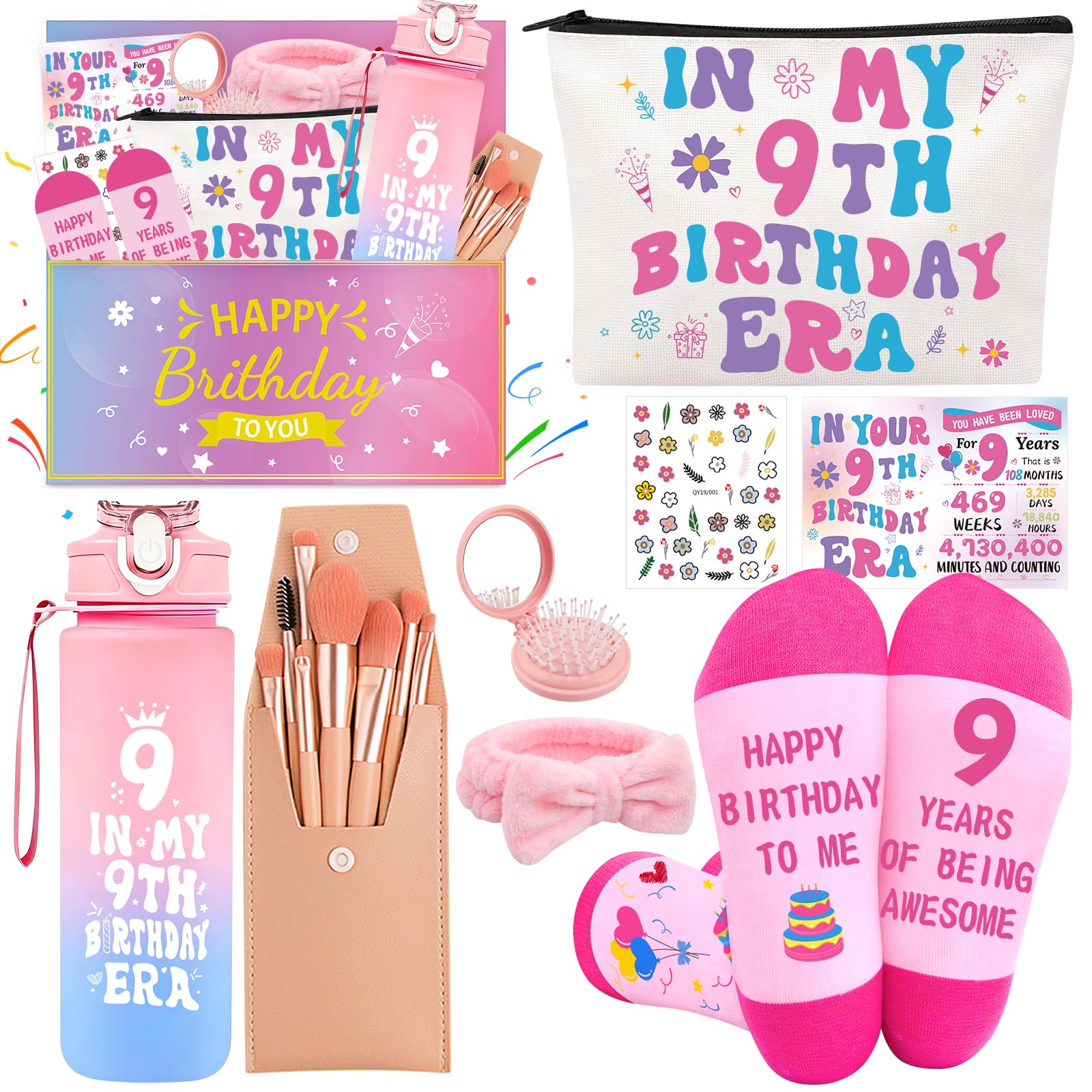 MOTONG 9th Birthday Gifts for Girls, Gift for Daughter, Sister, Niece, Best Friend, Girls Sweet 9th Happy Birthday Decorations
