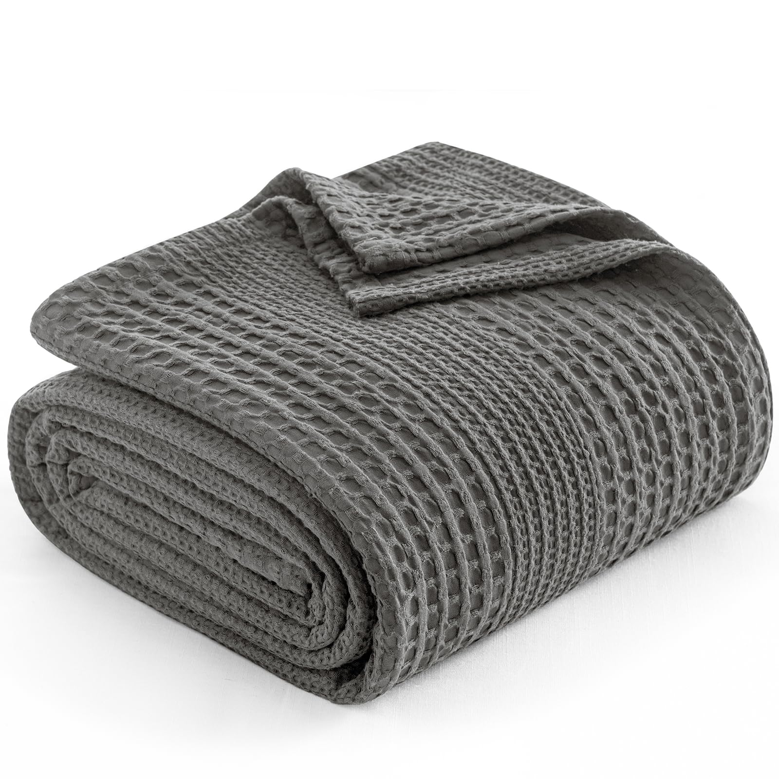 phf lightweight waffle weave blanket queen size, breathable & ultra soft, 90"x 90" soft & cozy thin blanket for all season & hot sleepers, bed, home decor - grey