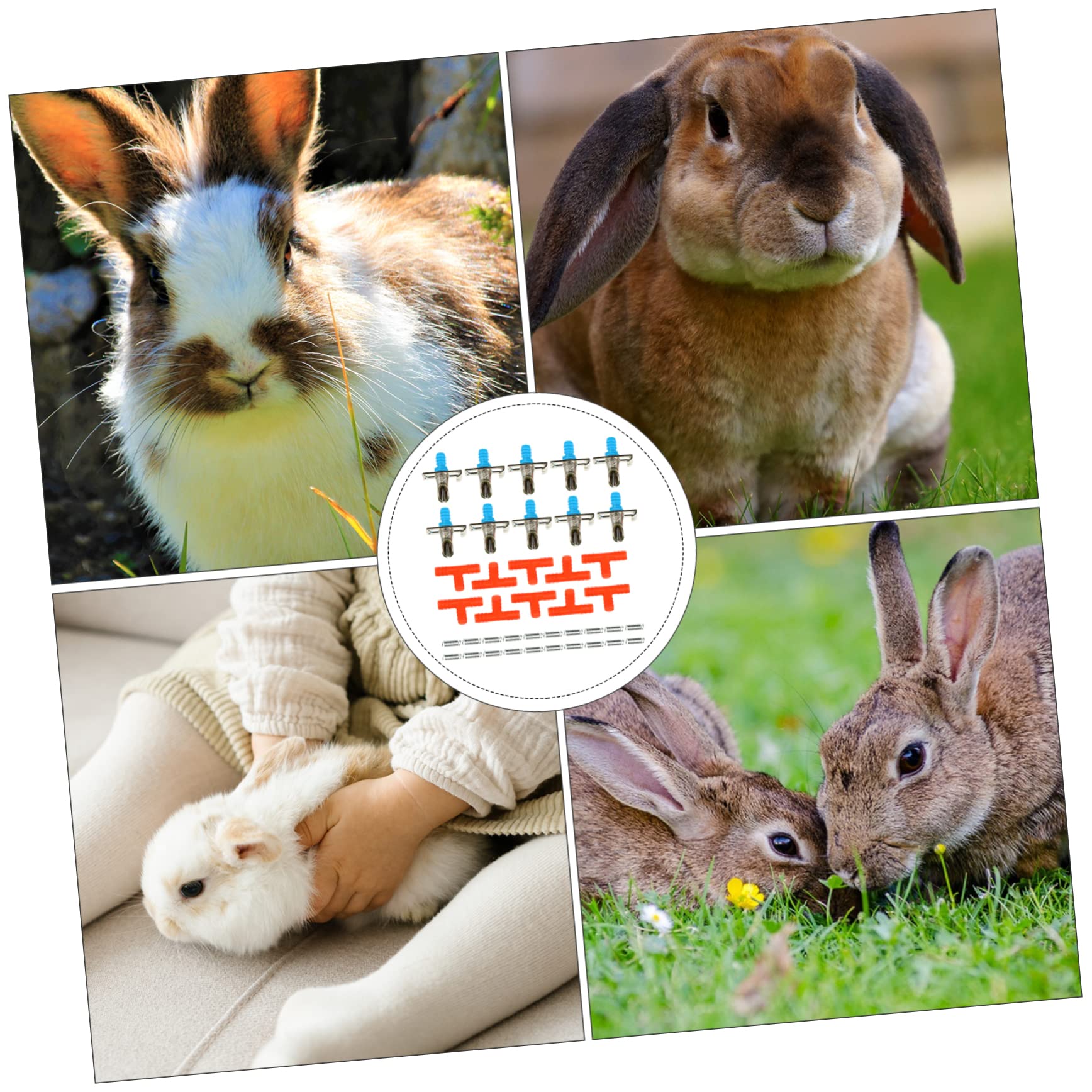 HOUDERCO 10pcs Automatic Pet Rabbit Drinking Feeder Rabbit Feeder Spring Design Drinking Equipment Pet Animal Water Dispenser Ideal for Small Animals