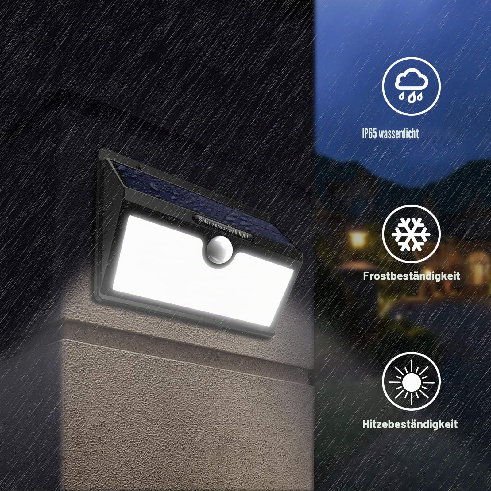 Solarlampe für Außen, [4 Stück] 78 LED Solarleuchte Außen 180° Superhelle Solarleuchte mit Bewegungsmelder Sicherheitswandleuchte 3 Modi wasserdichte Wandleuchte Garten