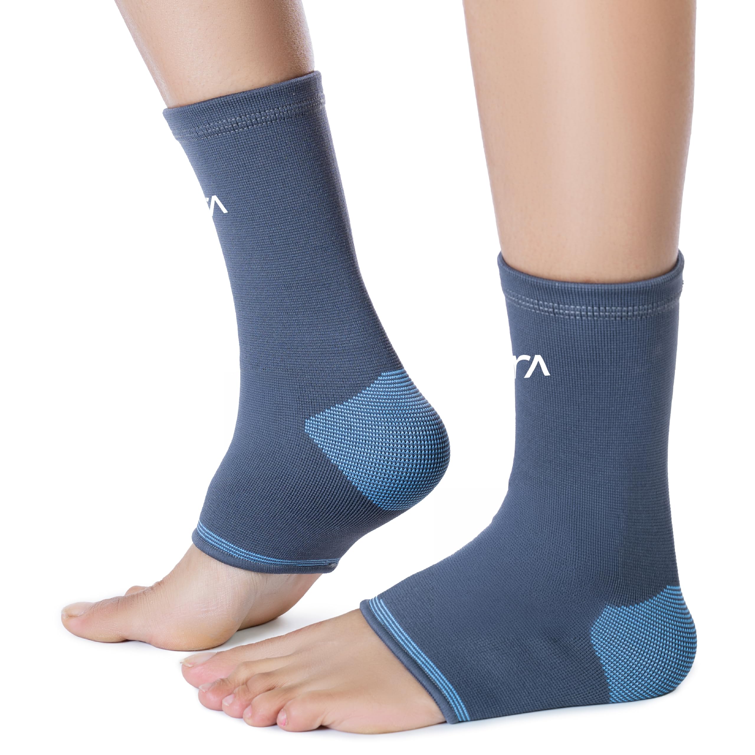 FOVERA Ankle Compression Sleeve, Ankle protector for Men & Women, for Heel Pain Relief, Ankle Support & Plantar Fasciitis (Size - M, 1 Pair, Grey)-picture-52