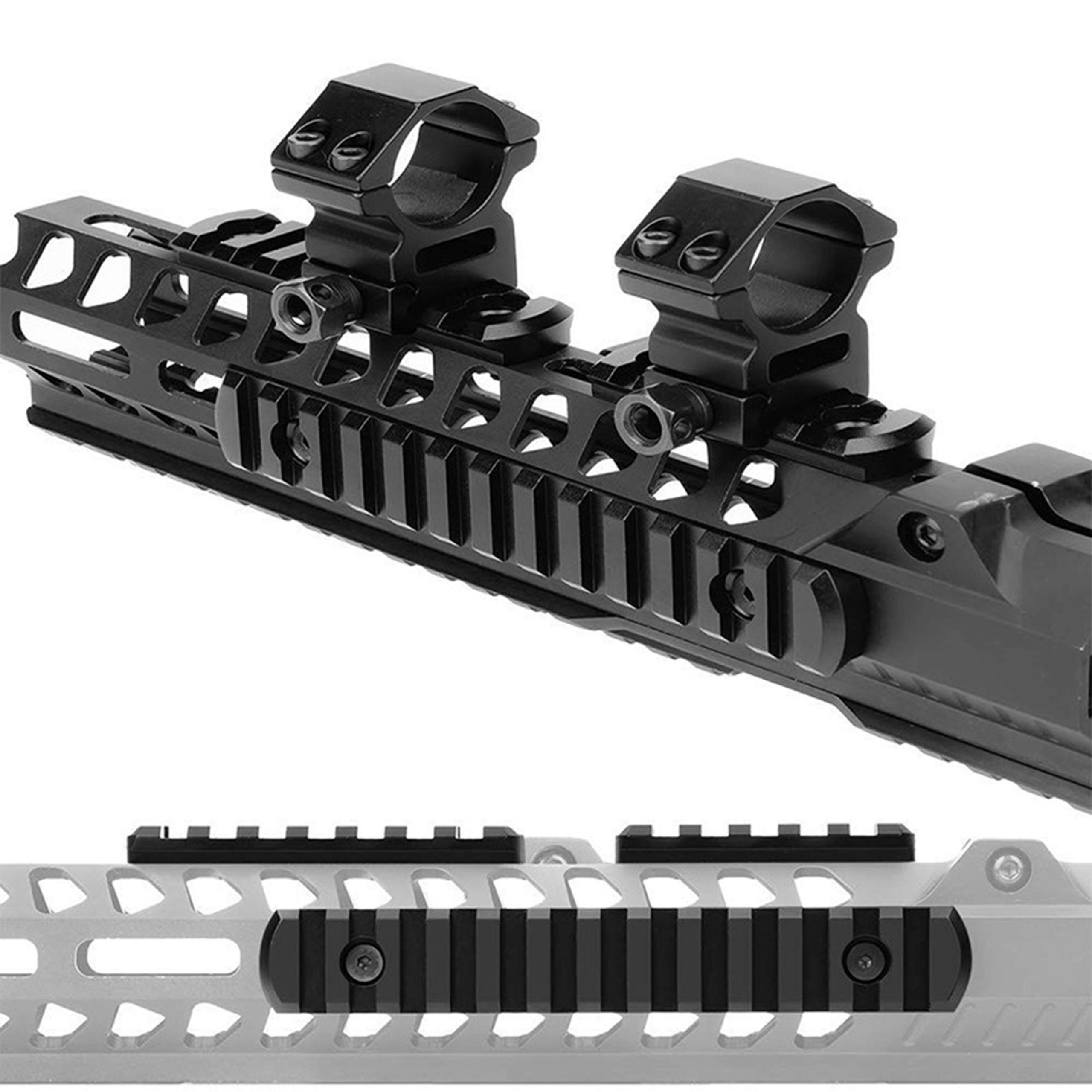 Rail Picatinny Pack 5 Rieles + Tornillos Mlok y Llave Airsoft para Rifle 20/21mm Tactico Adaptador Weaver Accesorios Arma de Caza Montura Visor de Paintball Handguard Keymod