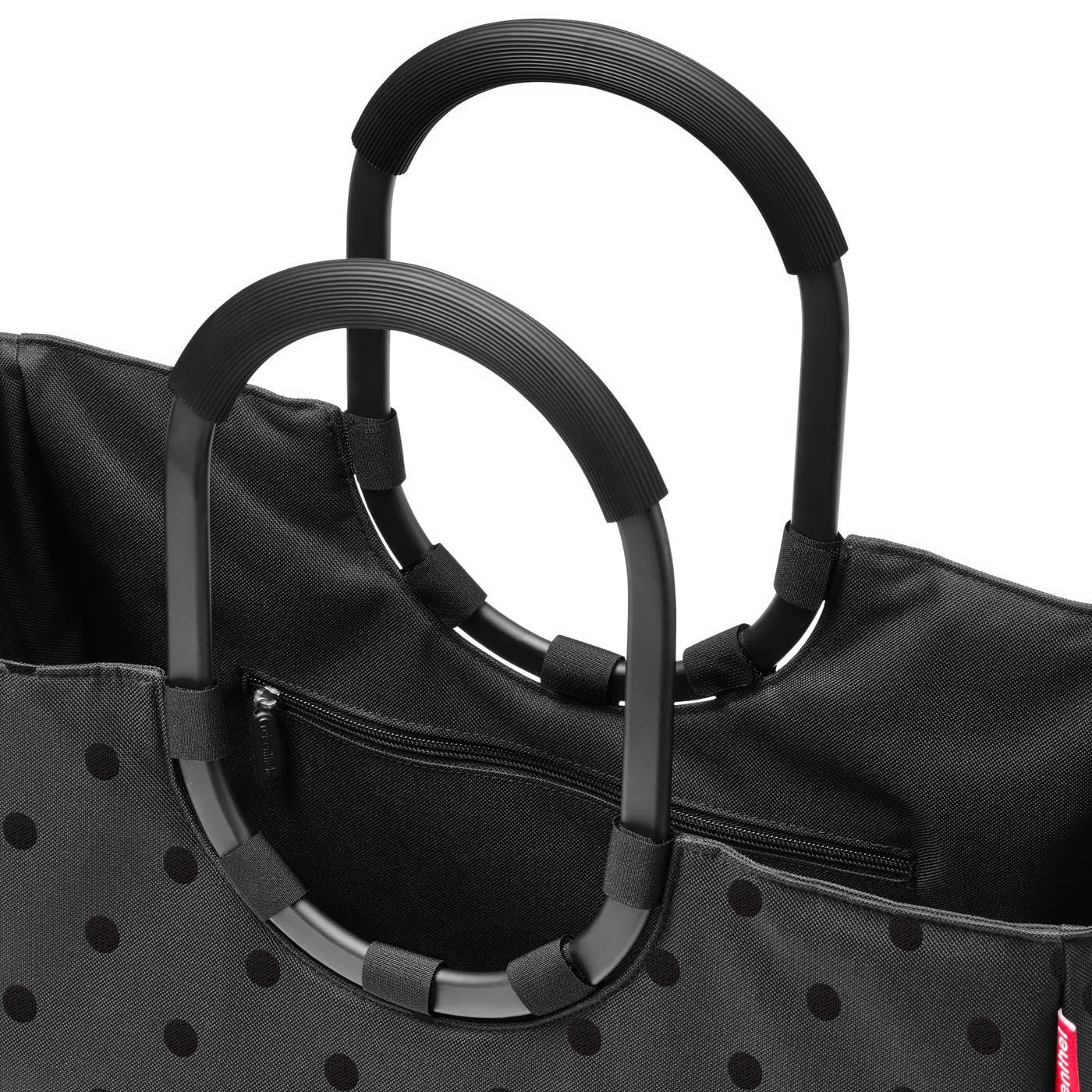reisenthel loopshopper L frame glossy dots black – Stabile Tasche mit praktischen Fächern aus recycelten PET-Flaschen – Charmantes und wasserabweisendes Design – Bild 2