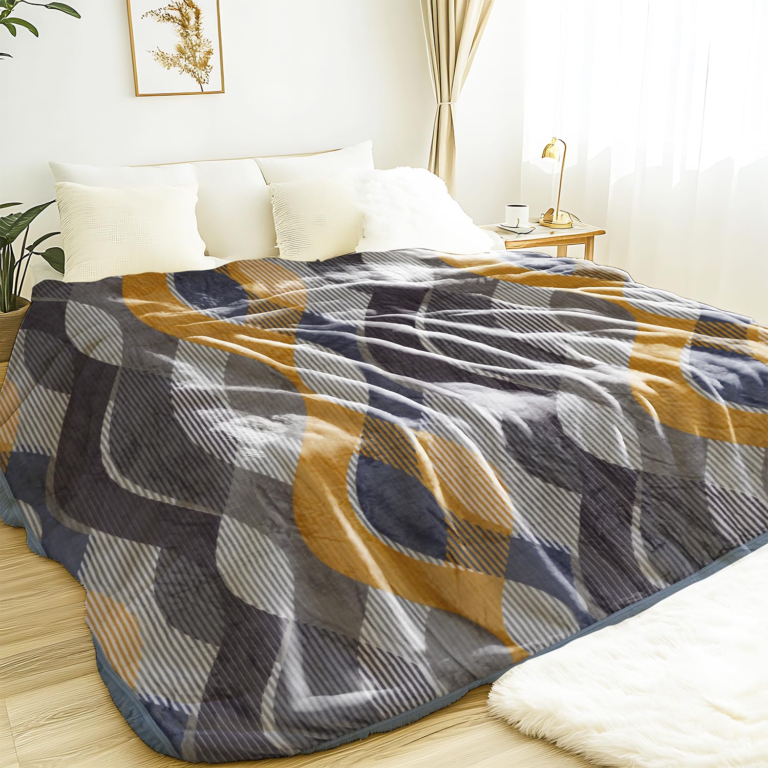 MAXNAP Grey Wave Pattern Double Blanket, 220 x 240 cm-image-41
