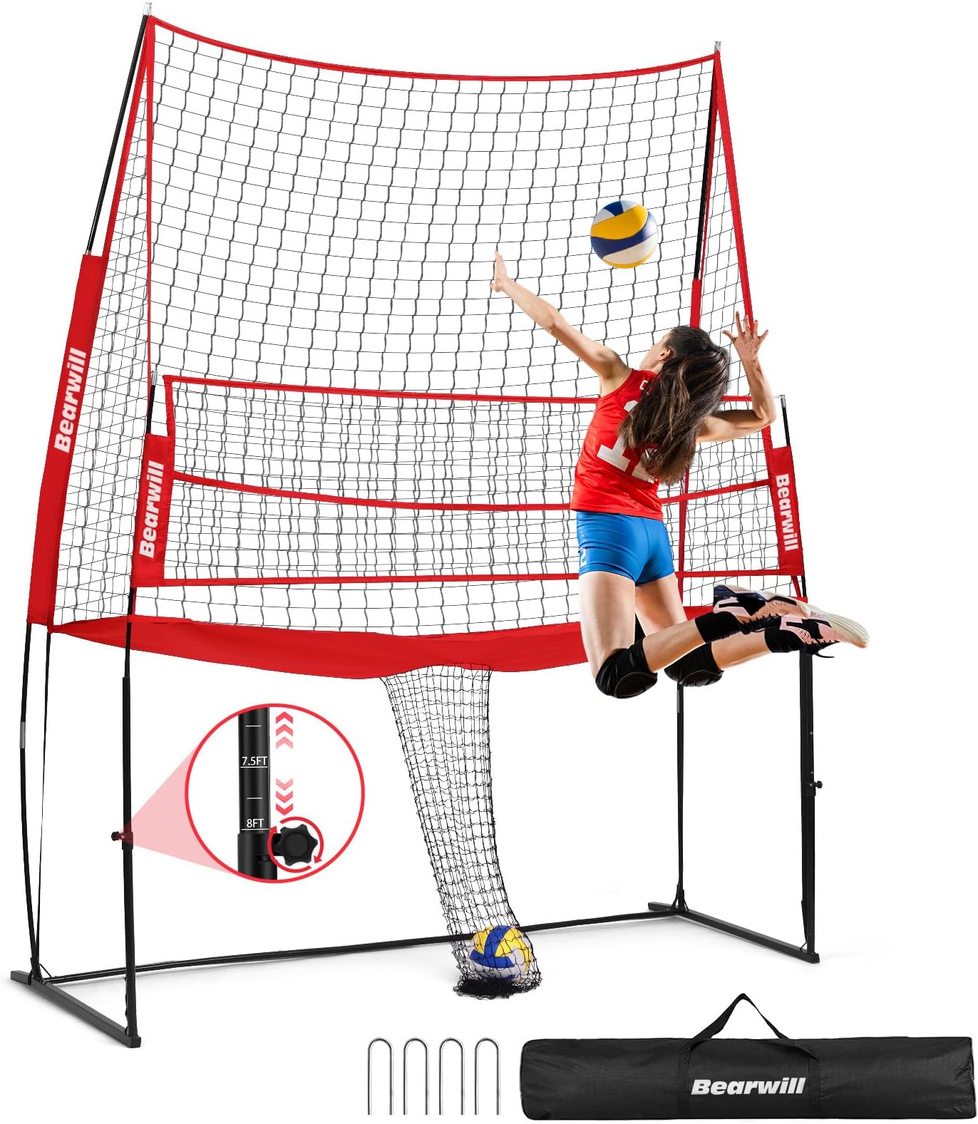 Volleyball Training Equipment, Volleyball Practice Net System Update Freely Adjustable, Portable Volleyball Net for Backyard Indoor Outdoor Hitting Serving Passing Practice