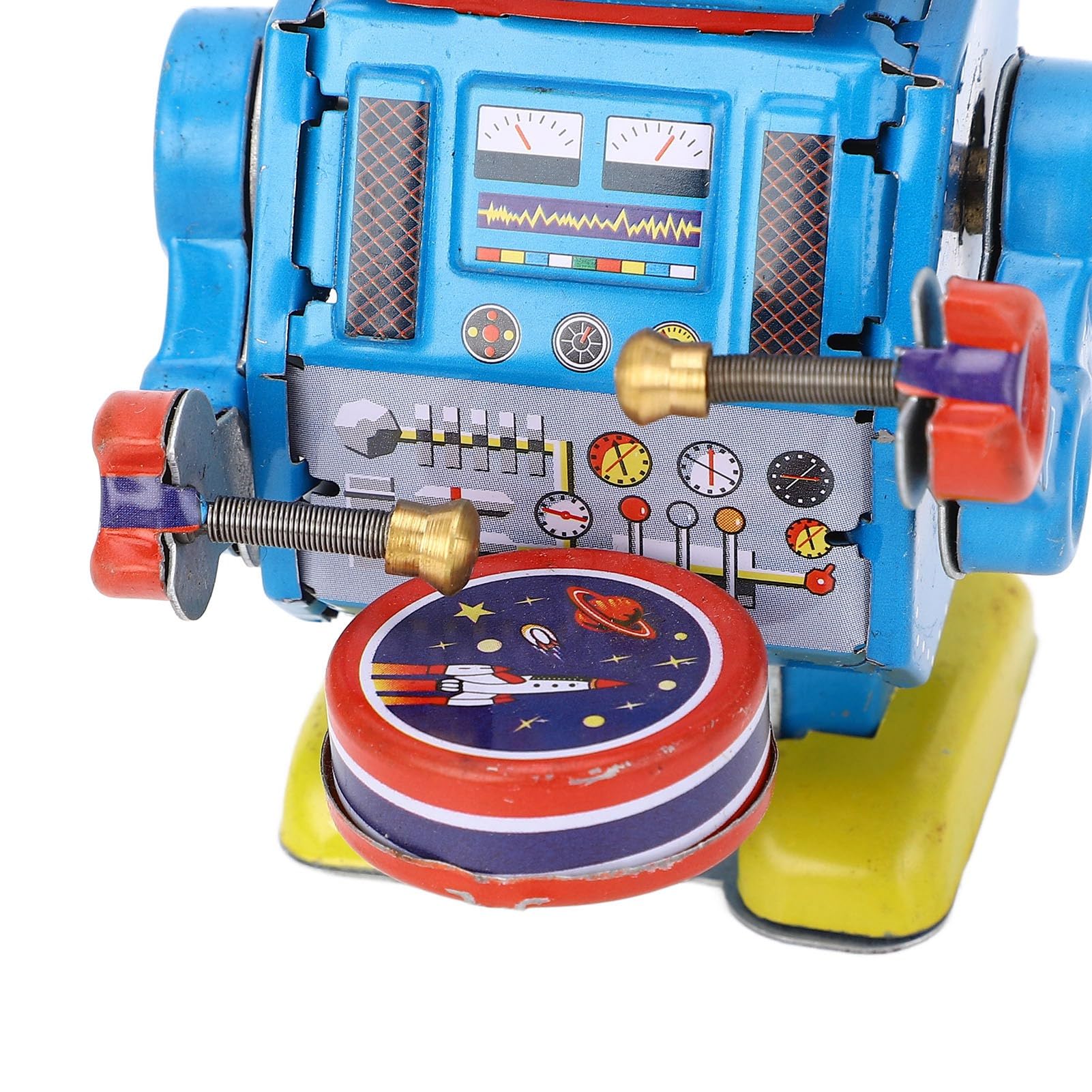 Vintage Metalowy Robot Bębniący z Cyny, Nakręcany Vintage Robot Blaszana Zabawka, Kreatywna Wiosna Mechaniczna Robot Bębniący do Kolekcji, Boże Narodzenie, Impreza,