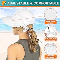 Vista 51 de SUN CUBE Sombrero de sol para mujer para protección UV al aire libre, sombrero de sol de ala ancha, cola de caballo, sombrero de playa convertible