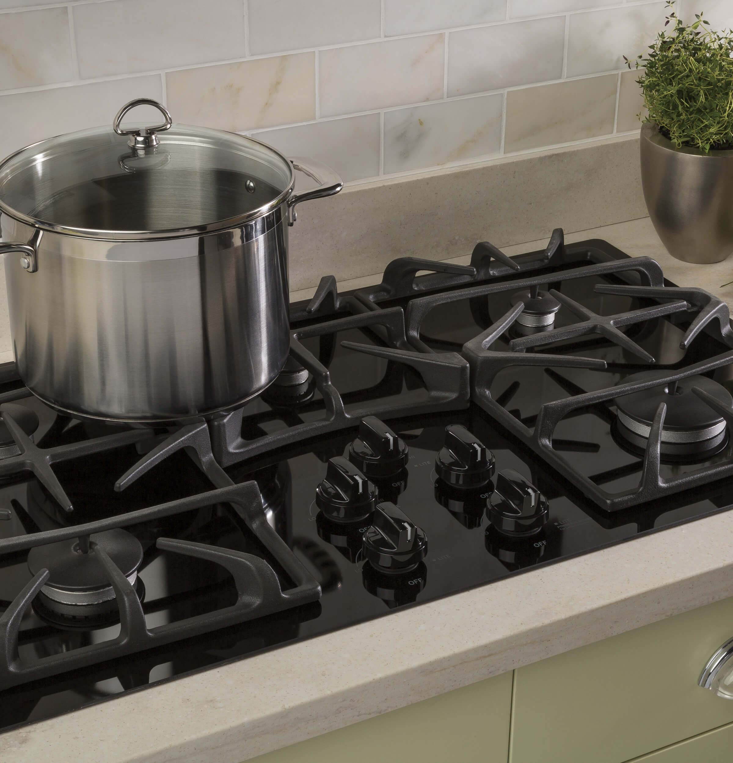 ge gas on glass cooktop 36