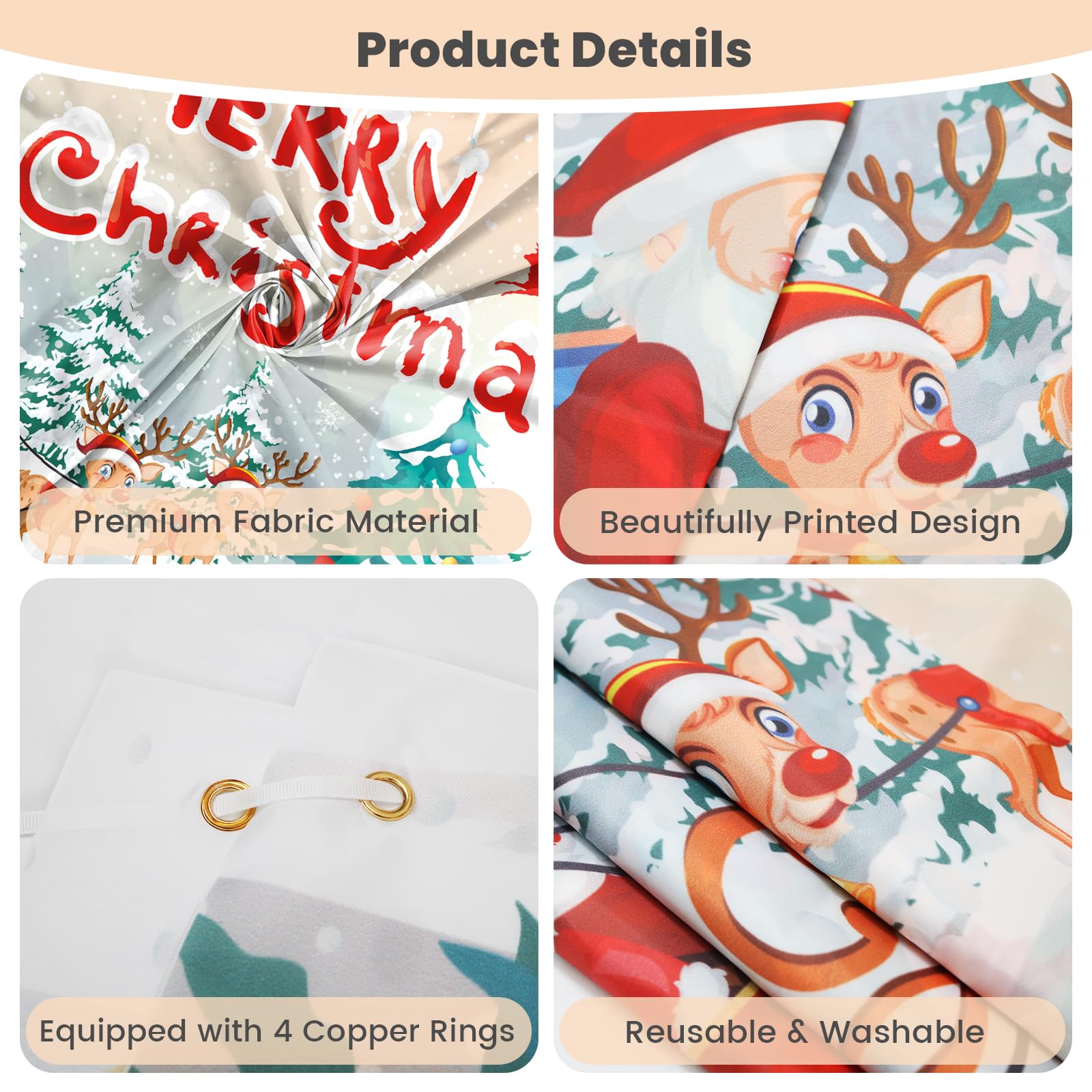 PartyYaa Christmas Banner Decorations, Xmas Party Ornament Extra Large Background Photo Booth - Image 3