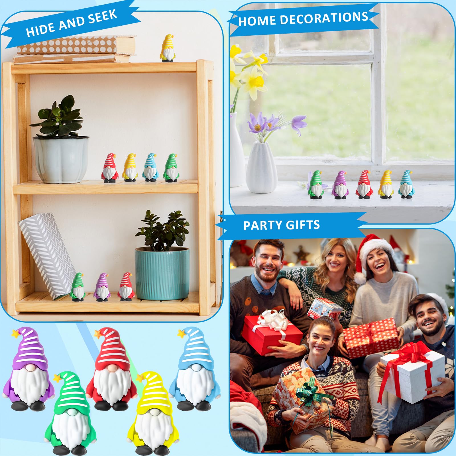 30 Sets Good Luck Gifts Bulk Include Mini Gnomes Figurines Blessing Cards Pocket Favors for Gift Stuffers Fillers to Hide and See Decor in Yard Landscape Indoor Fairy Garden DIY Crafts(Standing)