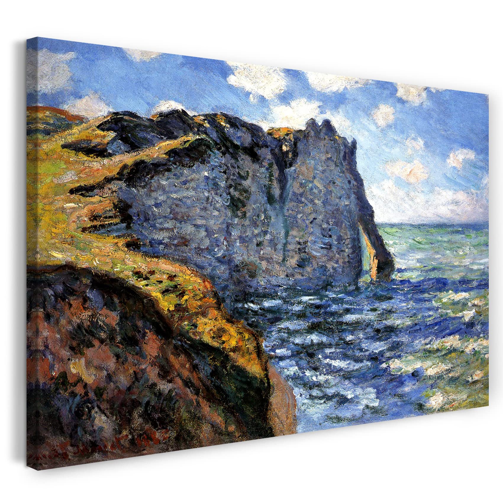 Impression sur toile Claude Monet La Falaise d'Aval Étretat en format 60x40cm pour décoration