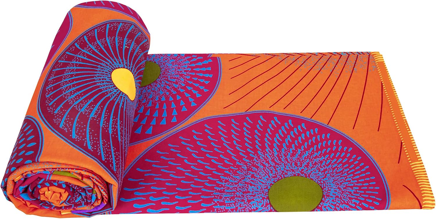 African Fabric 100% Cotton Ankara Wax Print Fabric 6 Yards Cloth for Party Dress 1094