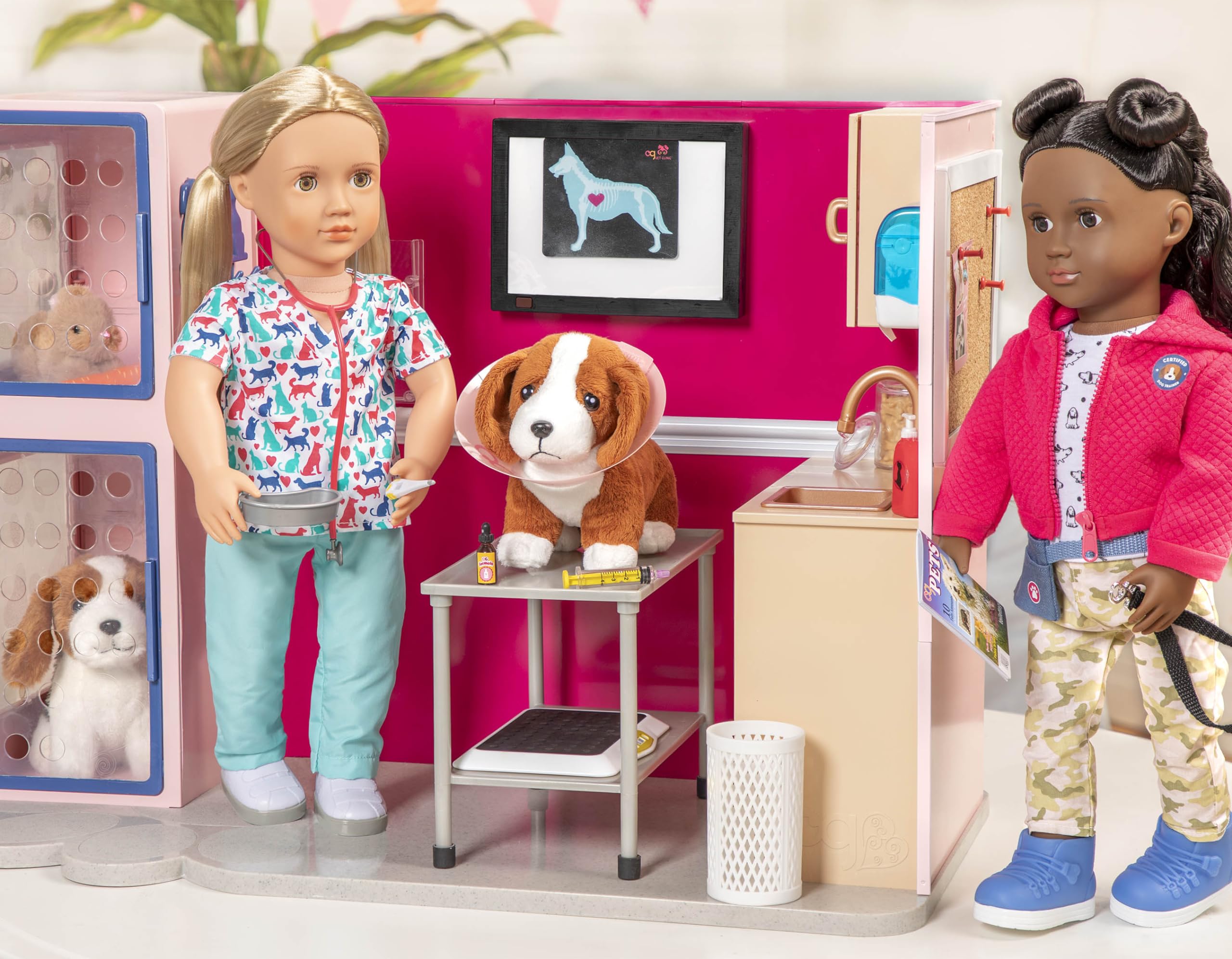Our Generation - Healthy Paws Tierklinik - Tierarztklinik Spielset - 46 cm Puppe Zubehör - Plüschtiere - Vorgetäuschtes Spiel - Spielzeug für Kinder ab 3 Jahren