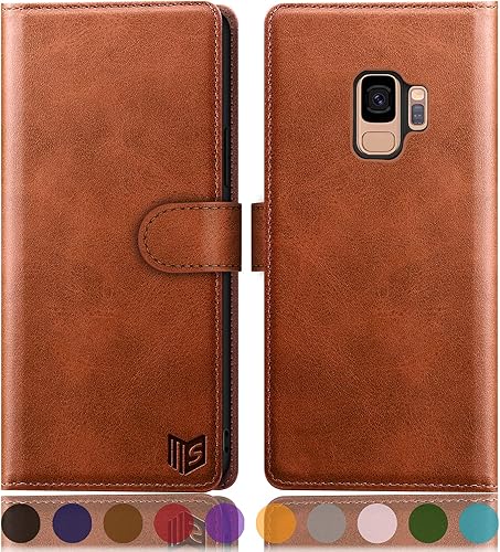 Miniatura 8 de SUANPOT Funda de piel tipo cartera para Samsung Galaxy S9 de 5.8 pulgadas (no S9+) con bloqueo RFID, tarjetero para tarjetas de crédito, funda para