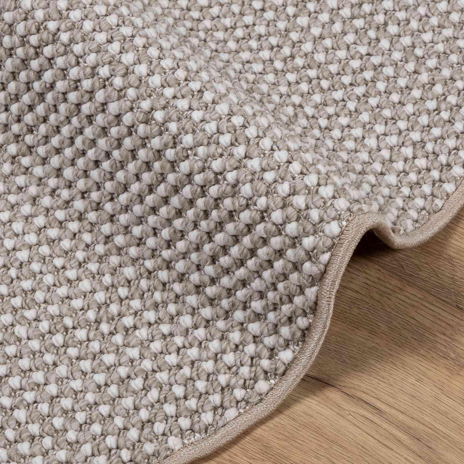 Bereichsteppich rund LUGO Taupe Ø 200 cm aus Polyester rutschfest, pflegeleicht, schallschützend, vielseitig für Innenräume, langlebig, geeignet für Wohnzimmer, Flur, Balkon, Terrasse