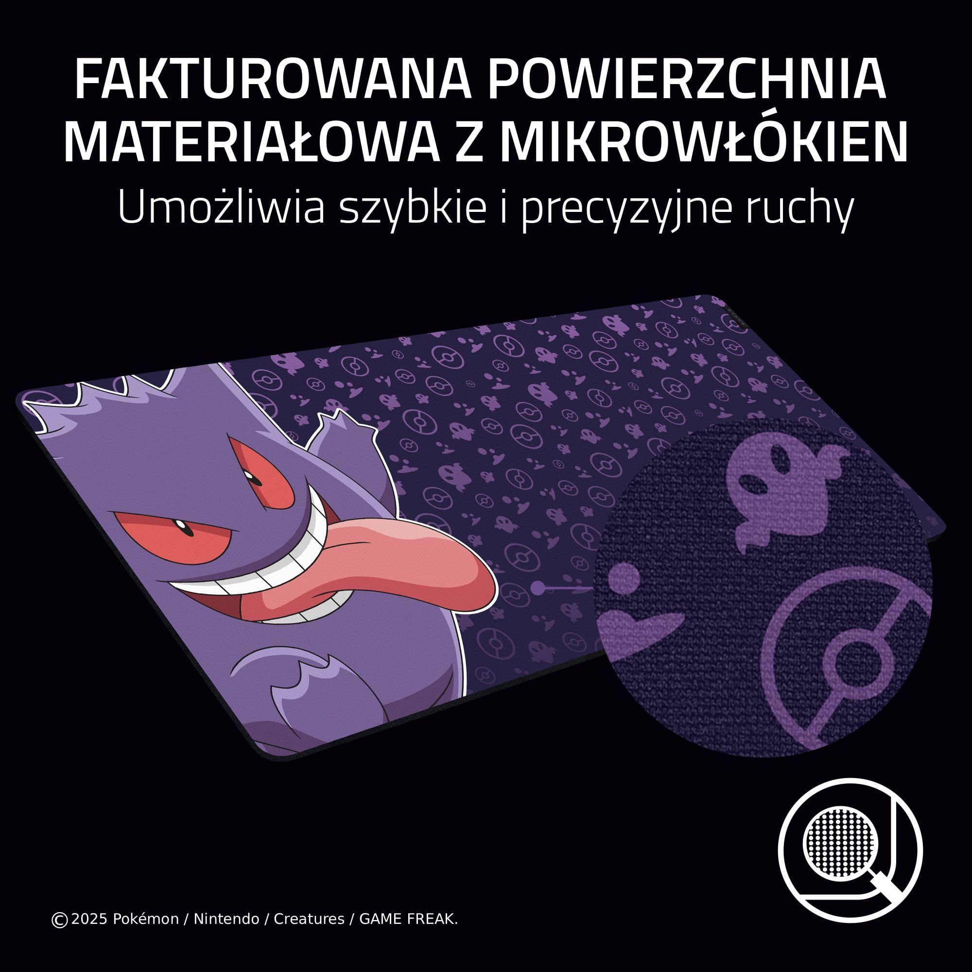 Razer Gigantus V2 XXL Pokémon Gengar - Miękka podkładka pod mysz do gier zapewniająca szybkość i kontrolę - Teksturowana powierzchnia z mikrowłóknem - 940 x 410 x 3 mm | Pokémon Gengar