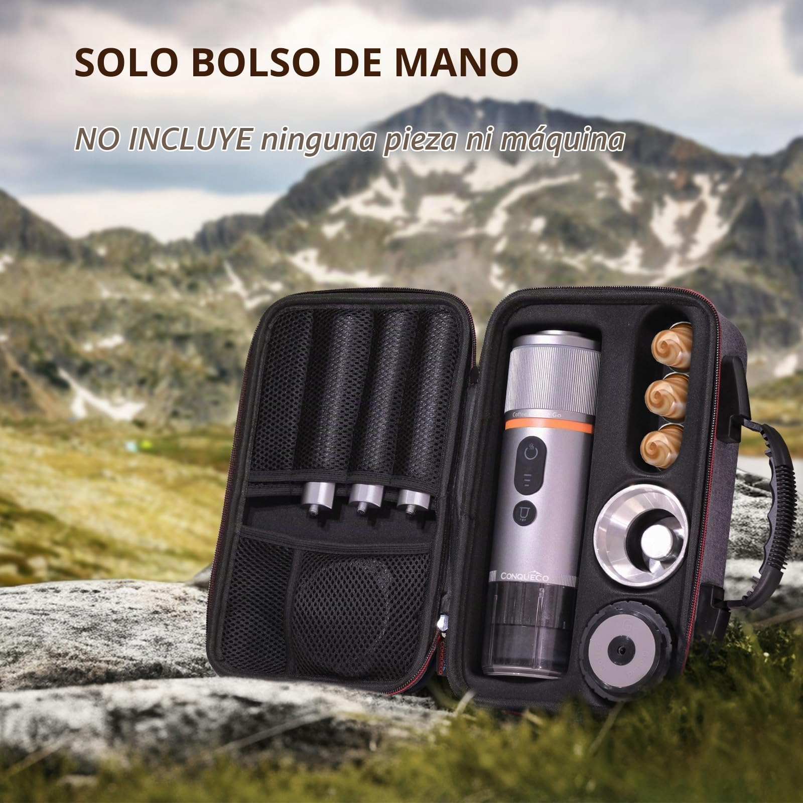 CONQUECO Bolsa de Transporte de Viaje, Compatible con Modelos nuevos y Antiguos de cafeteras portátiles y Accesorios, máquina de Espresso y Accesorios no incluidos