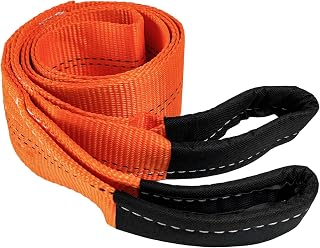 HFS Tree Saver Winch Tow Strap 30,000 LB Capacity 3x8ft Orange - Heavy Duty Polyester Recovery Strap for Off-Road Trucks