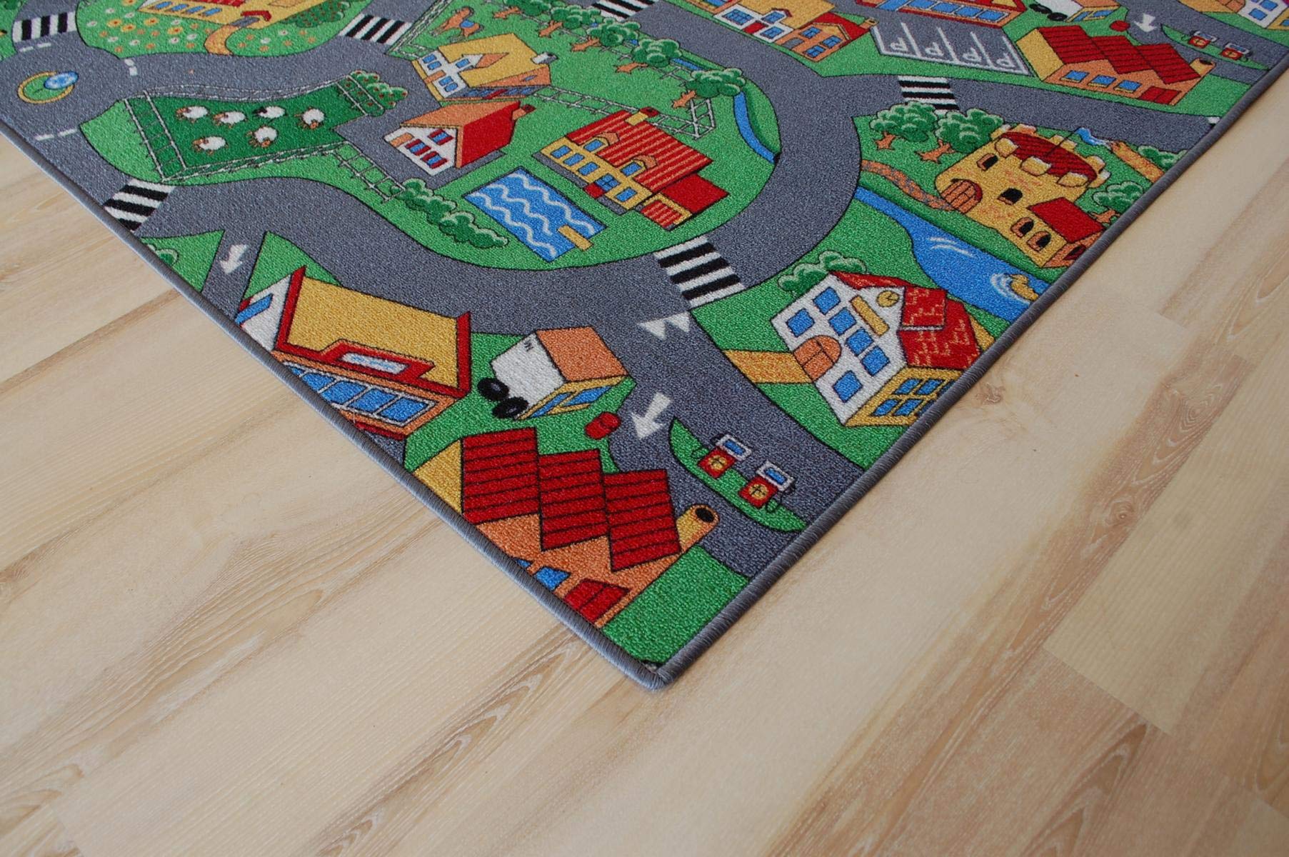 Straßenteppich Spielteppich Little Village Bauernhof Dorf Kinderteppich Verschiedene Größen (400 x 500 cm)