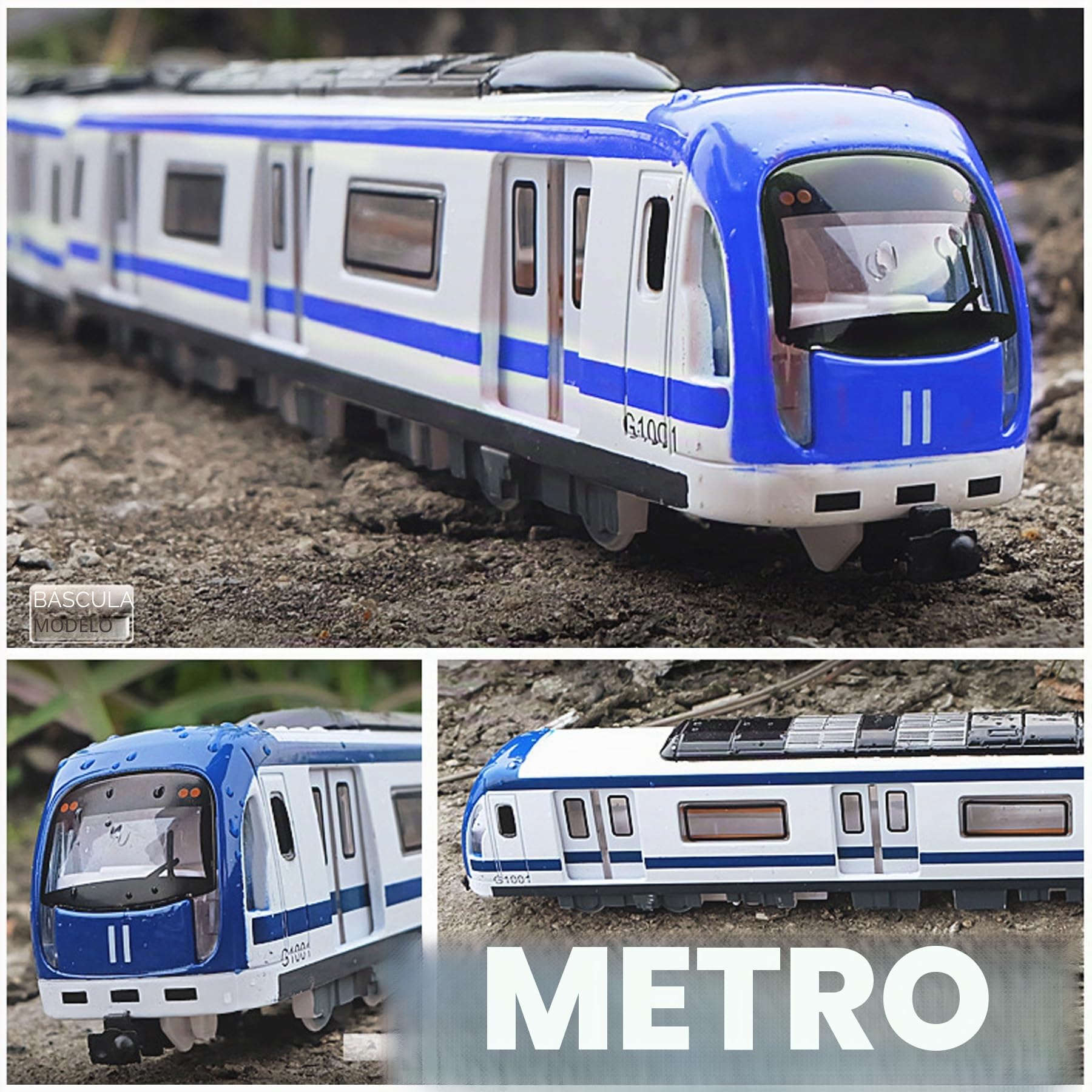 Juegos de Juguetes de Metro, Juegos de Coches de Juguete de aleación Metro Urbano, Juegos de Juguetes de Modelos de automóviles(Azul)