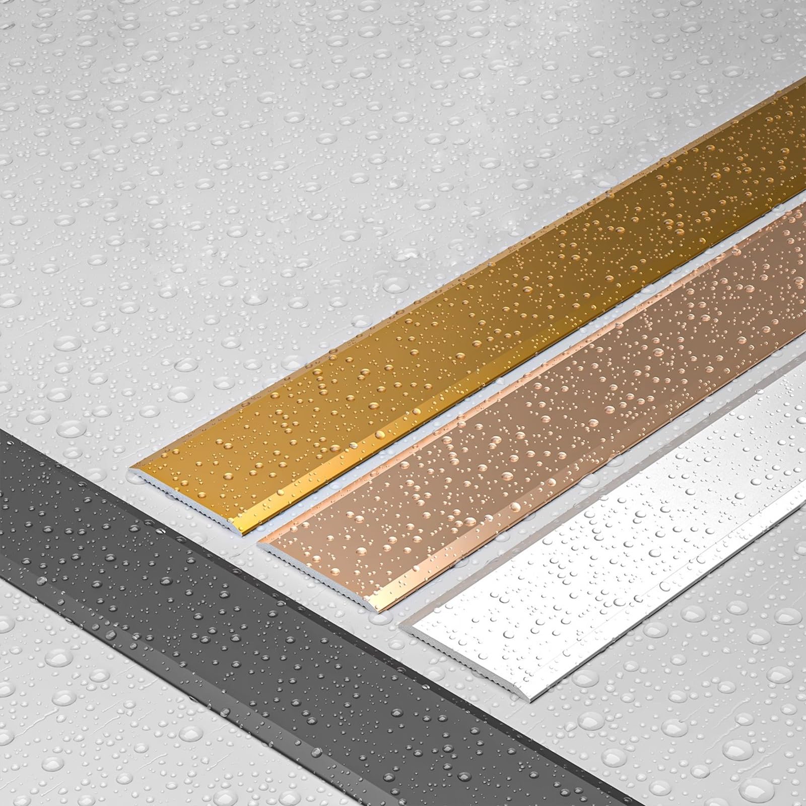 Profilé De Transition De Sol en Aluminium Auto-adhésif, Couvre-seuil Plat Portes, Connecteur De Joint De Sol, Profilé De Finition Carrelage, Vinyle, Stratifié Et Parquet Grey 3.3cm/1.29in