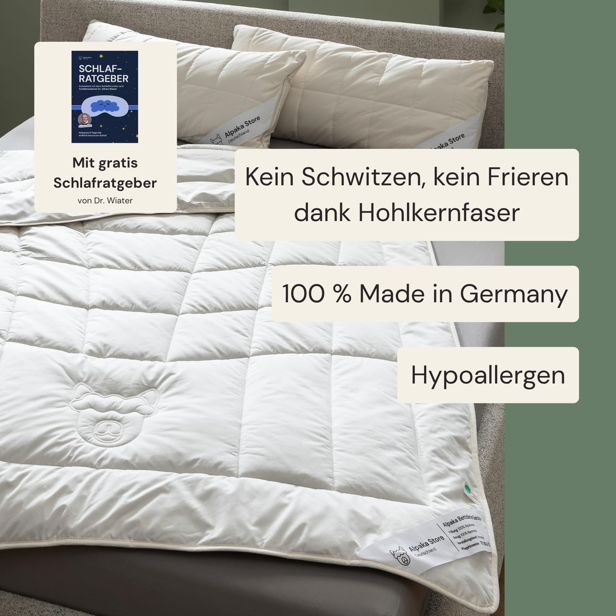 Alpaka Store Bettdecke - Alpaka Decke 135x200 cm, Made in Germany mit idealer Steppung und Alpakakopf (Winter, 135 x 200 cm)