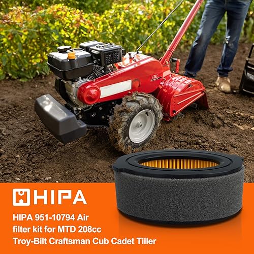 Hipa 951-10794 Filtro de aire de repuesto para MTD 951-14262 751-10794 751-14262 Se adapta a 208cc Troy-Bilt Craftsman Yard Machines Cultivator