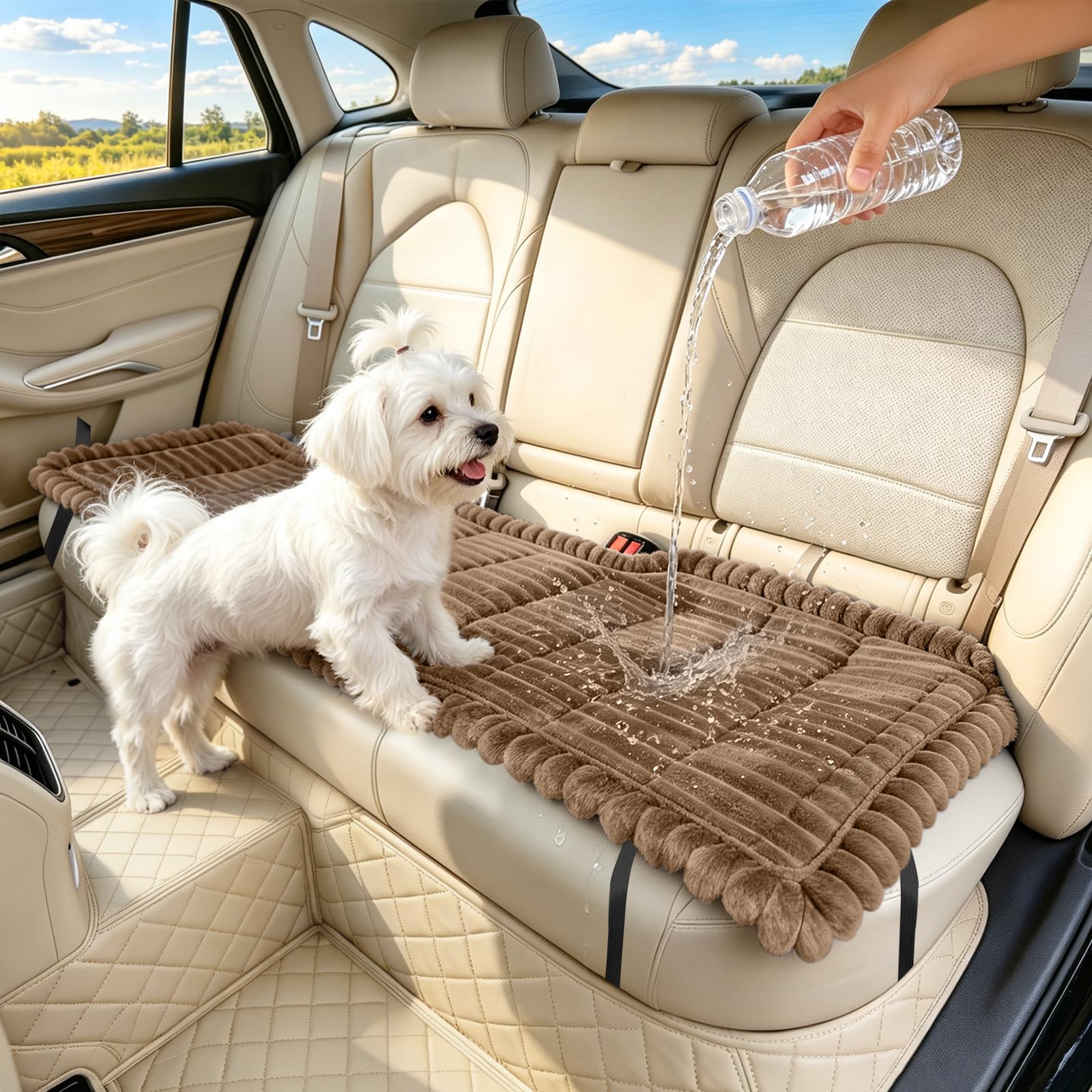 SYLC Dog Bed for Car Back Seat, Non-Slip Car Seat Cushion Cover Waterproof
