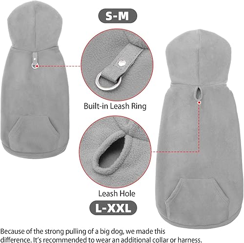 Miniatura 4 de Sudaderas de polar para perros, con capucha, bolsillo, para clima frío, primavera, Chaleco, Sudadera con junta tórica, m, gris