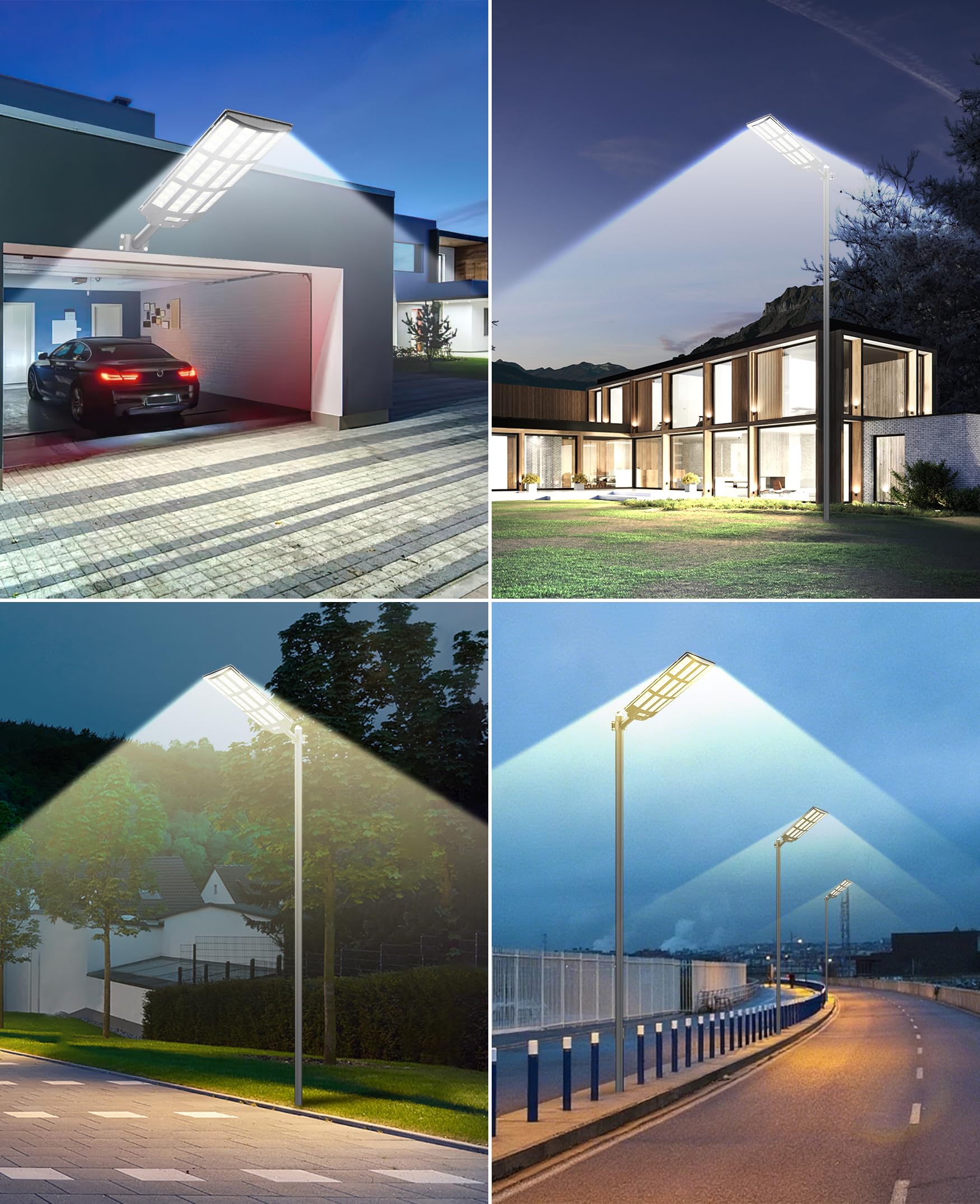 JAYNLT Y-12000W Solar Straßenlaterne für Außen, 3000K/4000K/6500K LED Solar Strahler Außen Kommerzielle die Dämmerung, IP67 Wasserdichte Solarlampen mit Bewegungsmelder für Garage Gärten