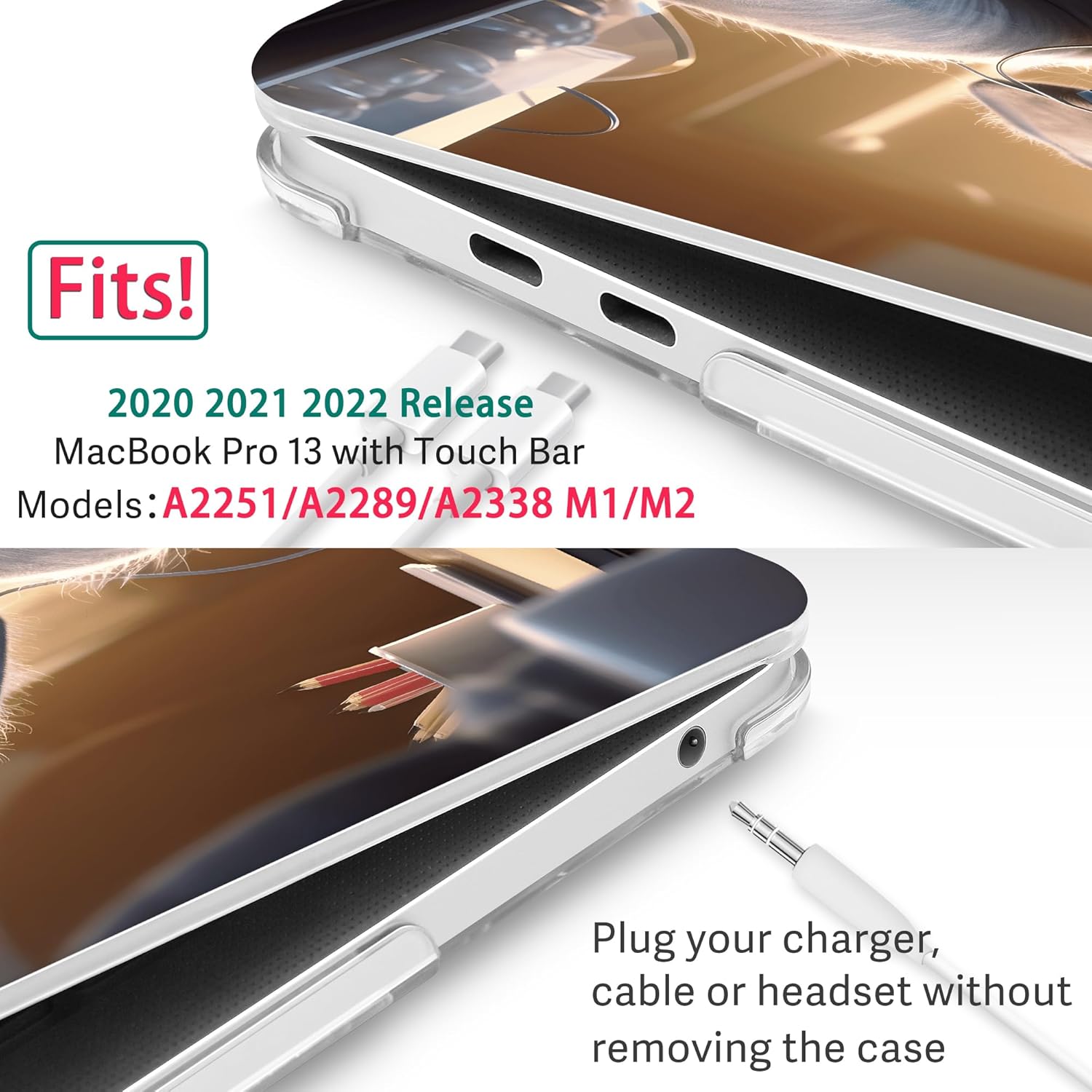 Tuiklol Case for 2022 MacBook Pro 13 Inch M2 Clip, 2021 2020 Release M1 A2338 A2289 A2251, Hard Shell Case for MacBook Pro 13.3" with Touch Bar Fits Touch ID and Retina Display, Elephant - Image 8